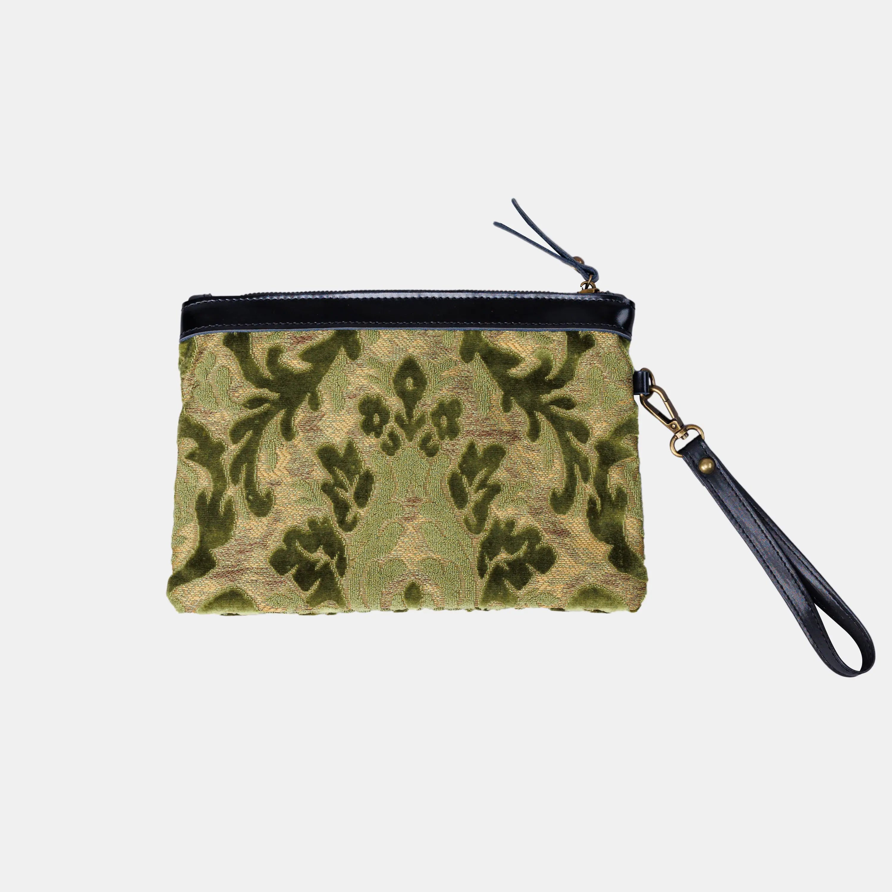 Burnout Velvet Fern Green carpet bag MCW Handmade back