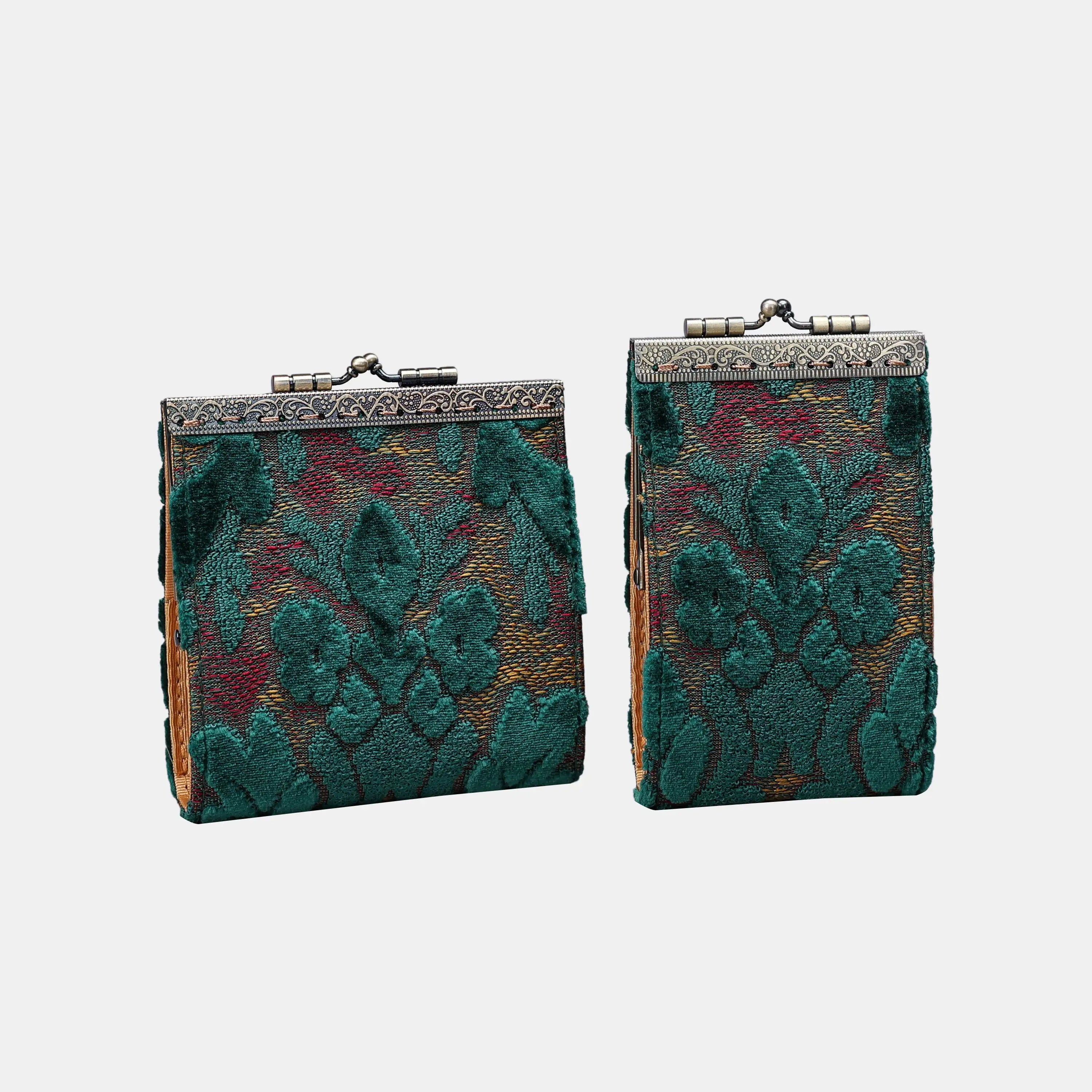 Damask Velvet Hunter Green Card Wallet  of America main