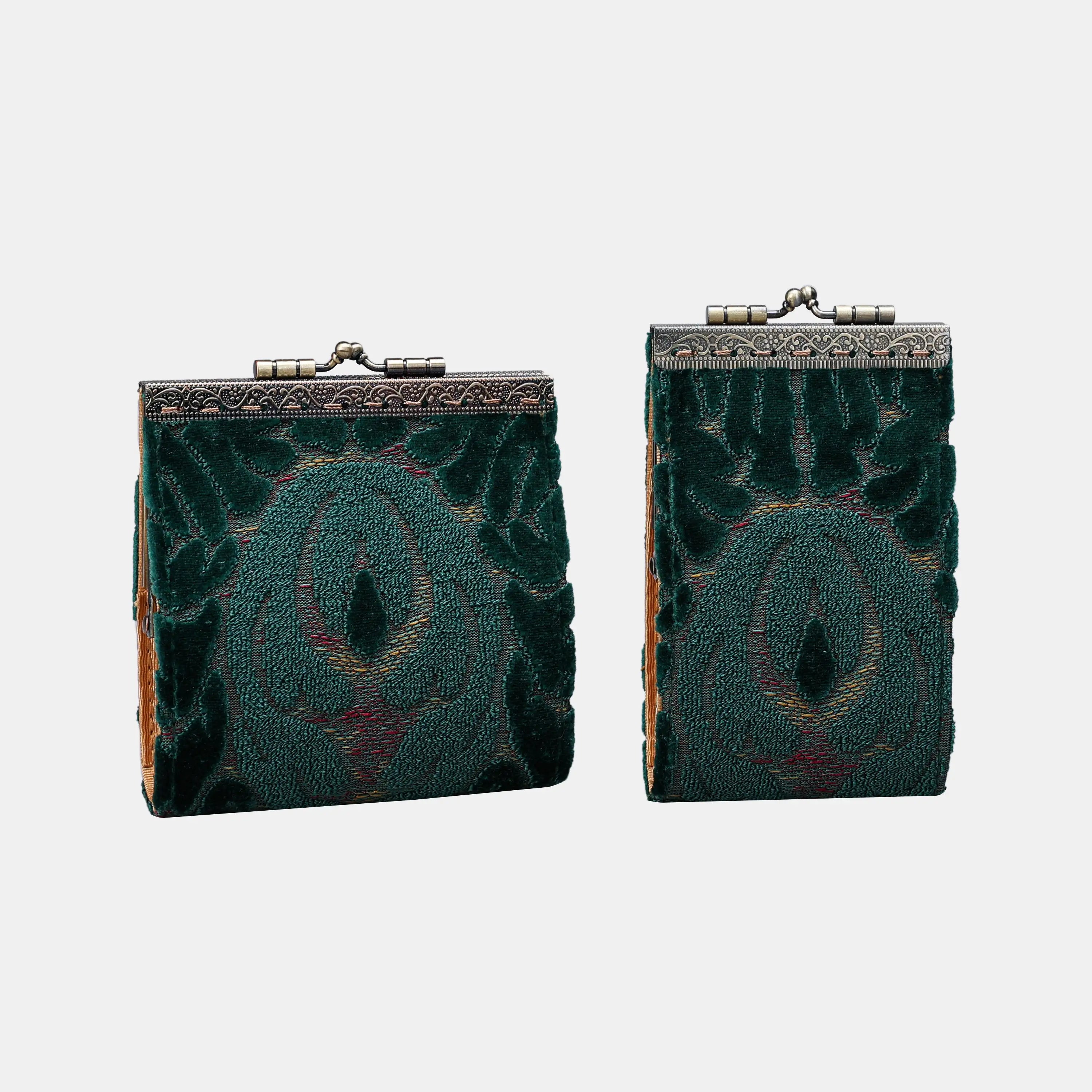 Damask Velvet Hunter Green Card Wallet of America back