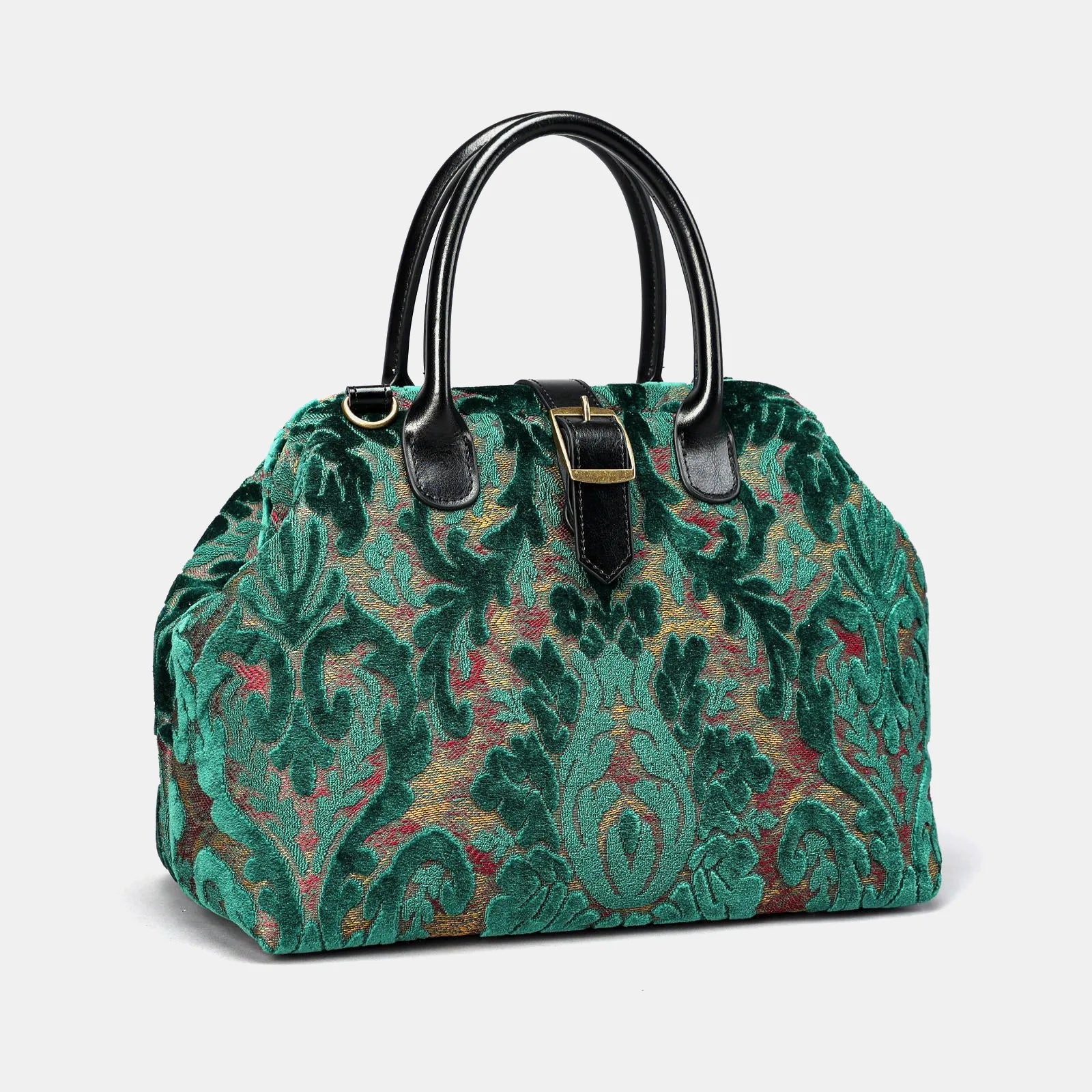 Burnout Velvet Jade Green Carpet Handbag Purse of America front