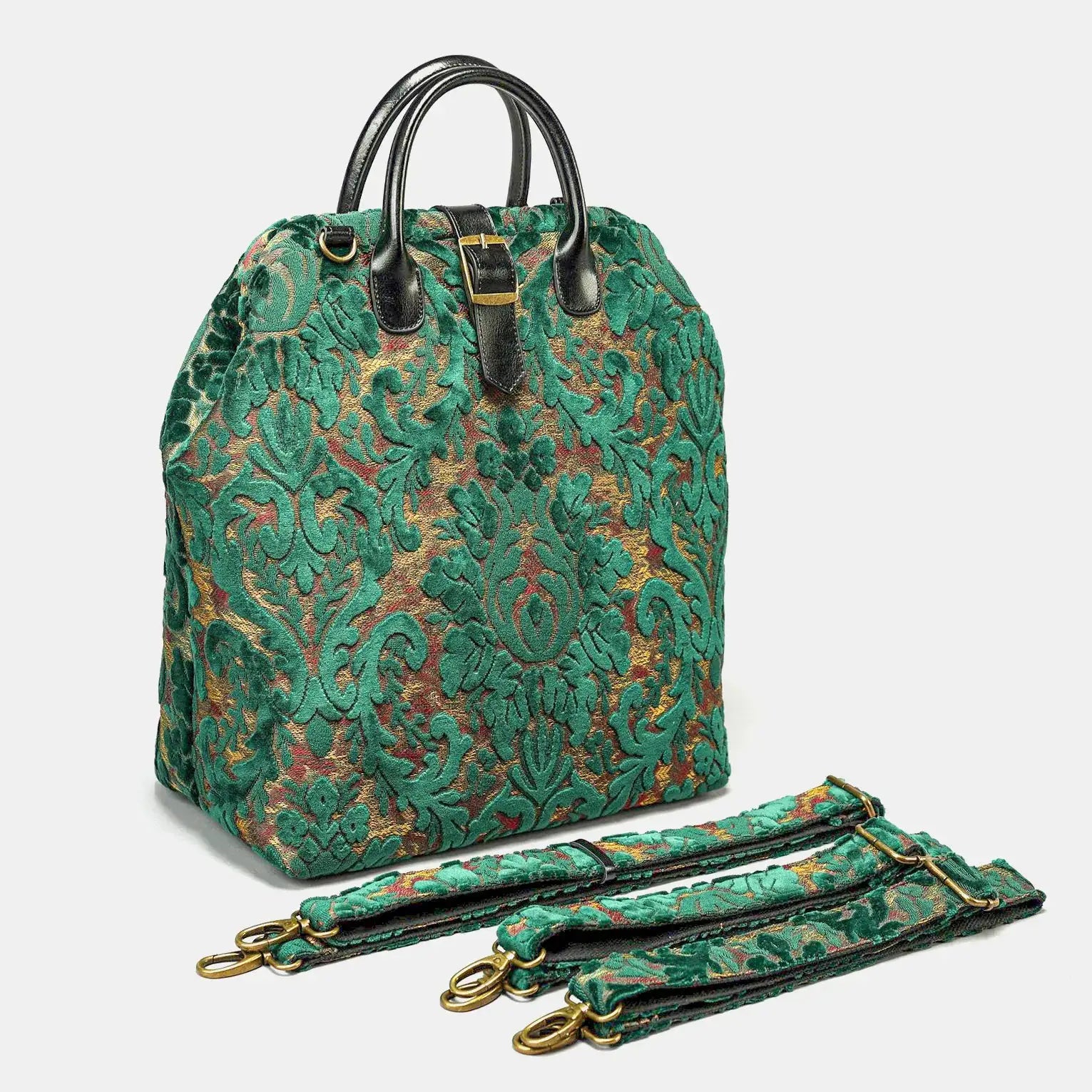 Burnout Velvet Jade Green Carpet Laptop Backpack of America overview