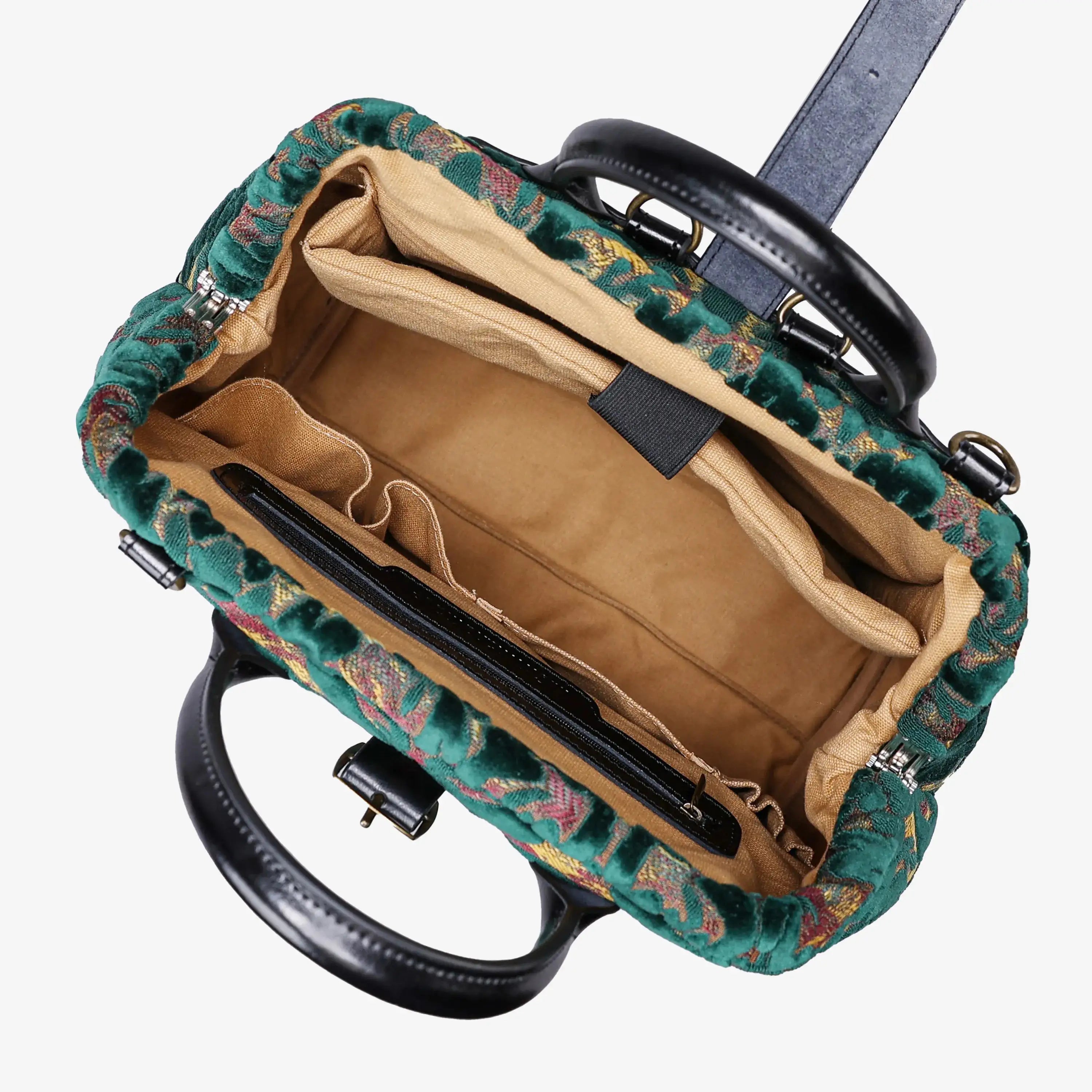 Burnout Velvet Jade Green Carpet Laptop Backpack of America open