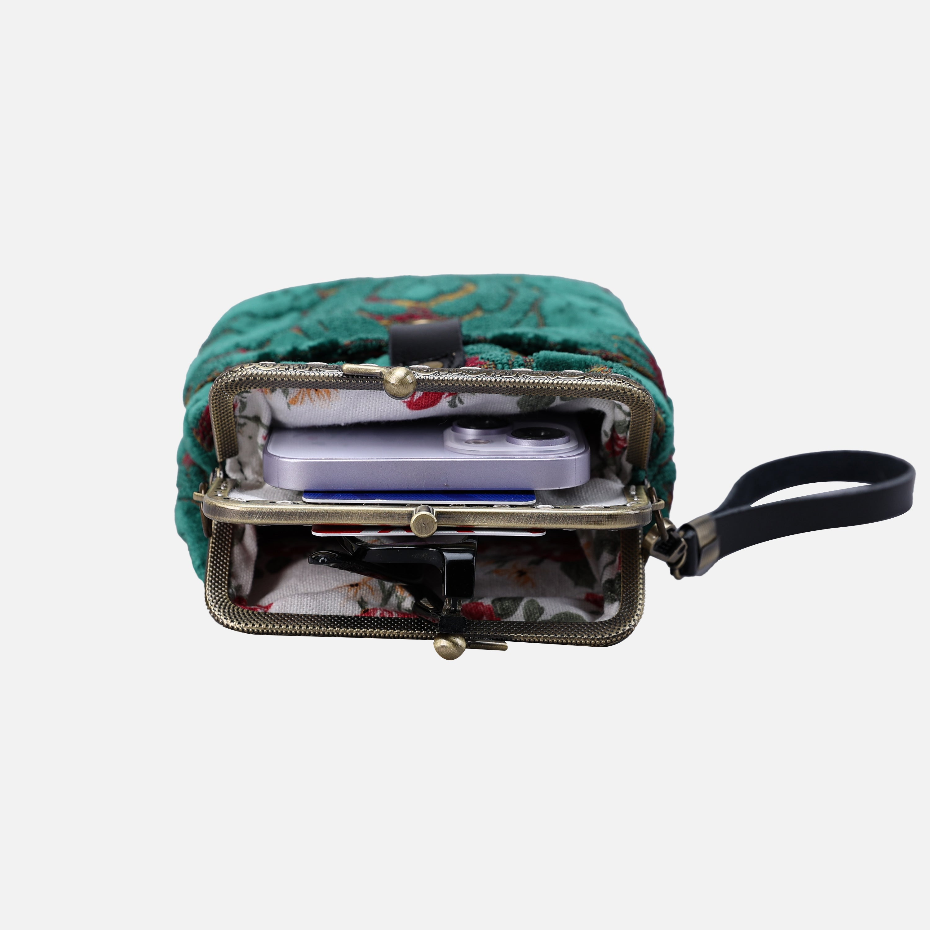 Burnout Velvet Jade Green Carpet Phone Case Carpetbag of America lay falt