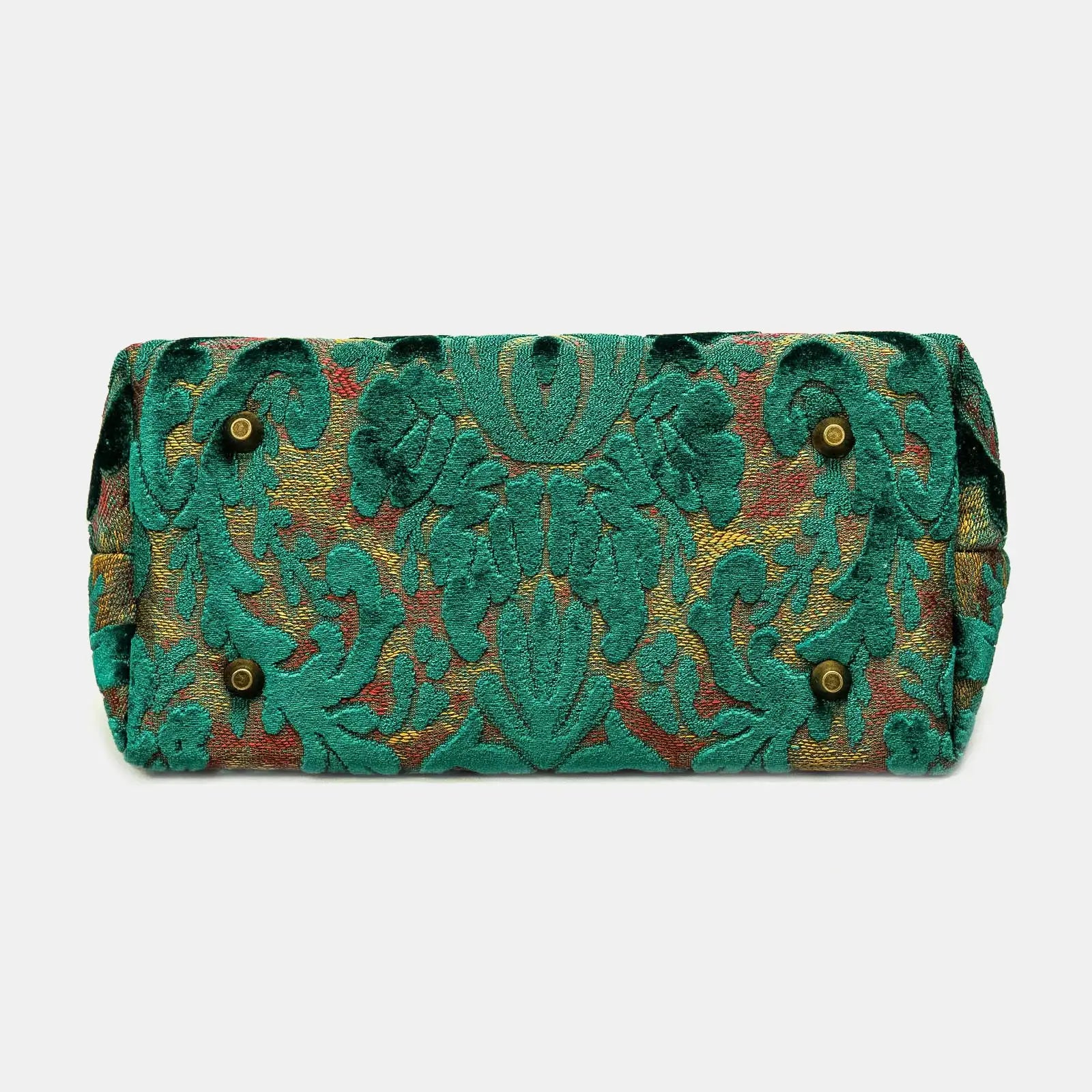 Burnout Velvet Jade Green Carpet Satchel of America bottom