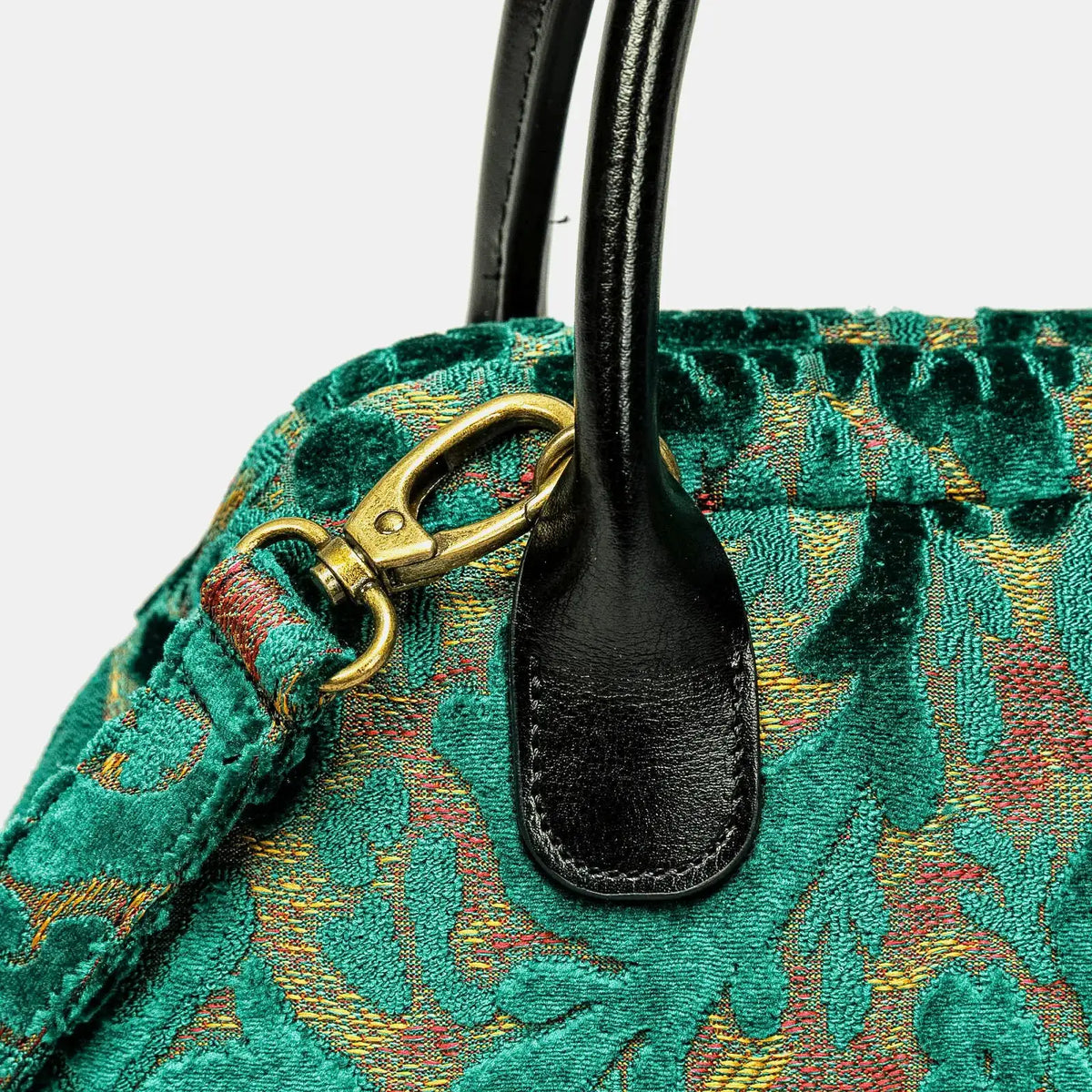 Burnout Velvet Jade Green Carpet Satchel of America buckle