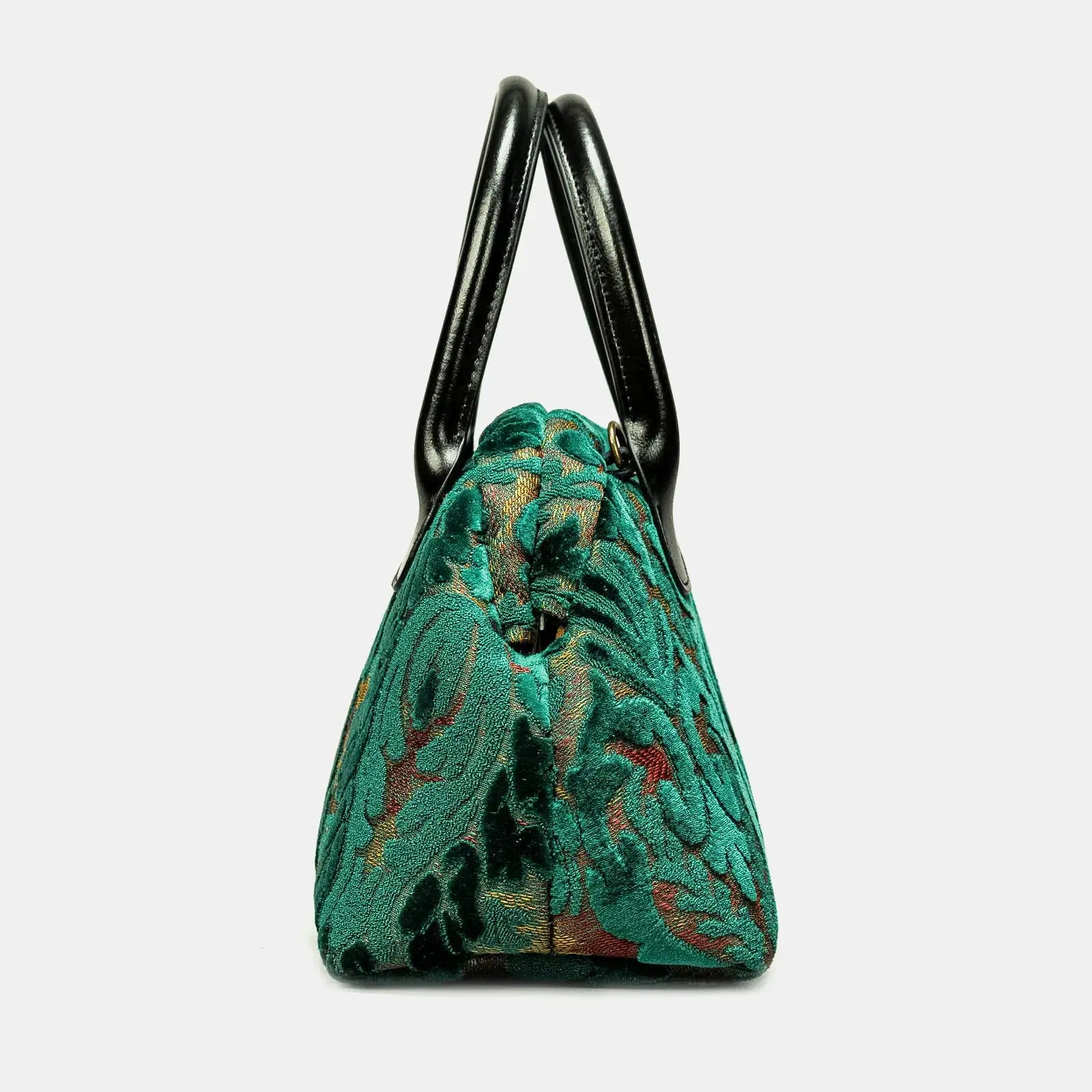 Burnout Velvet Jade Green Carpet Satchel of America side