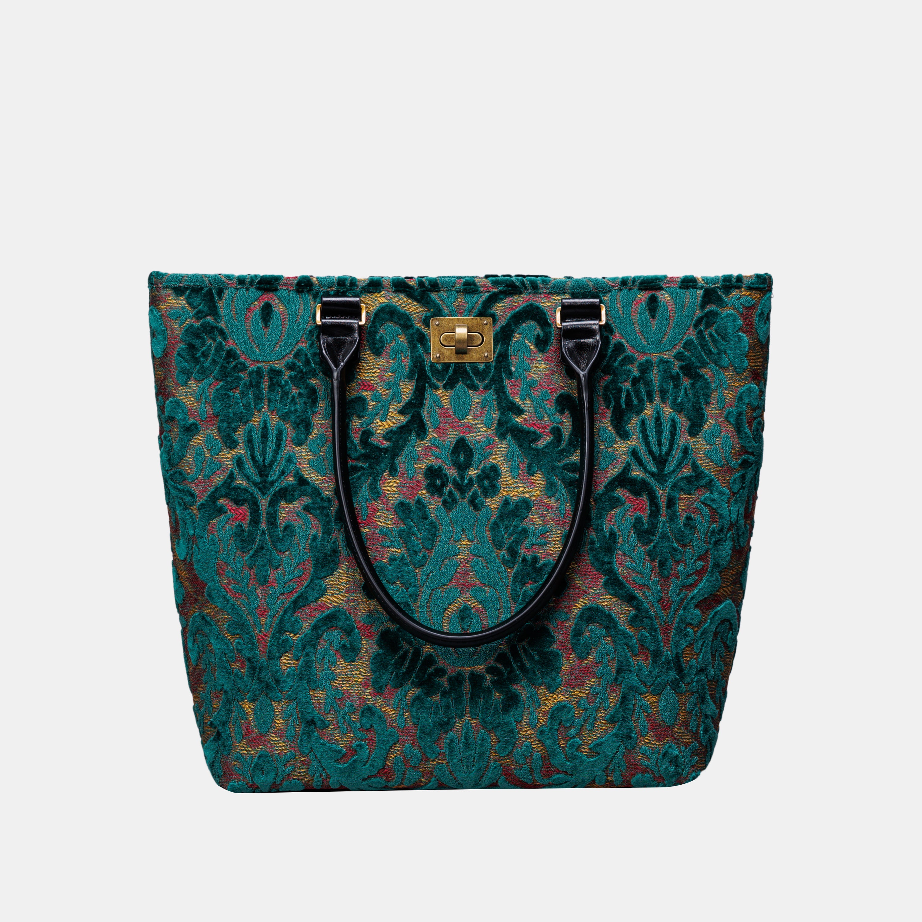 Burnout Velvet Jade Green Carpet Tote Shopper carpet bag of America handle down