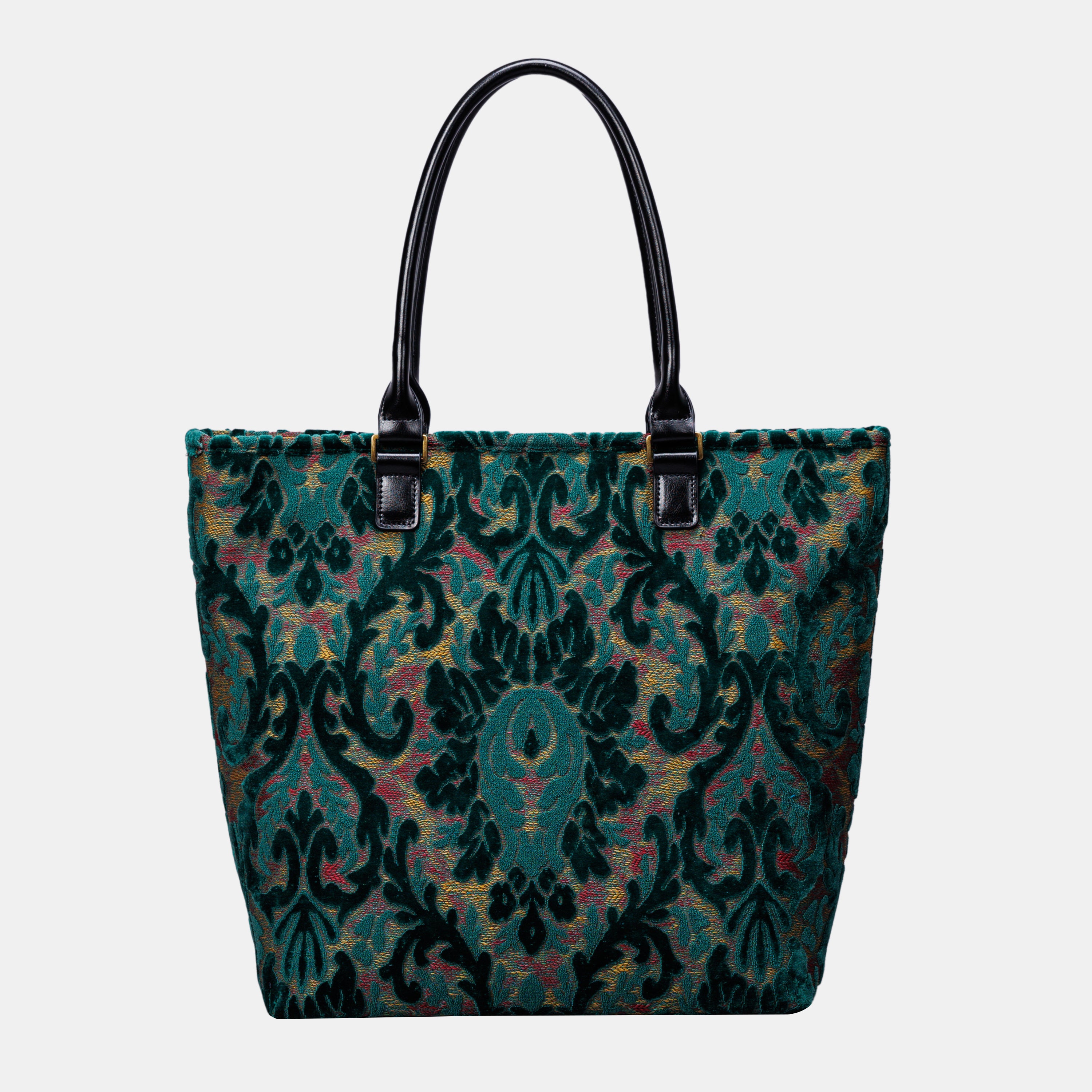 Burnout Velvet Jade Green Carpet Tote Shopper carpet bag of America back