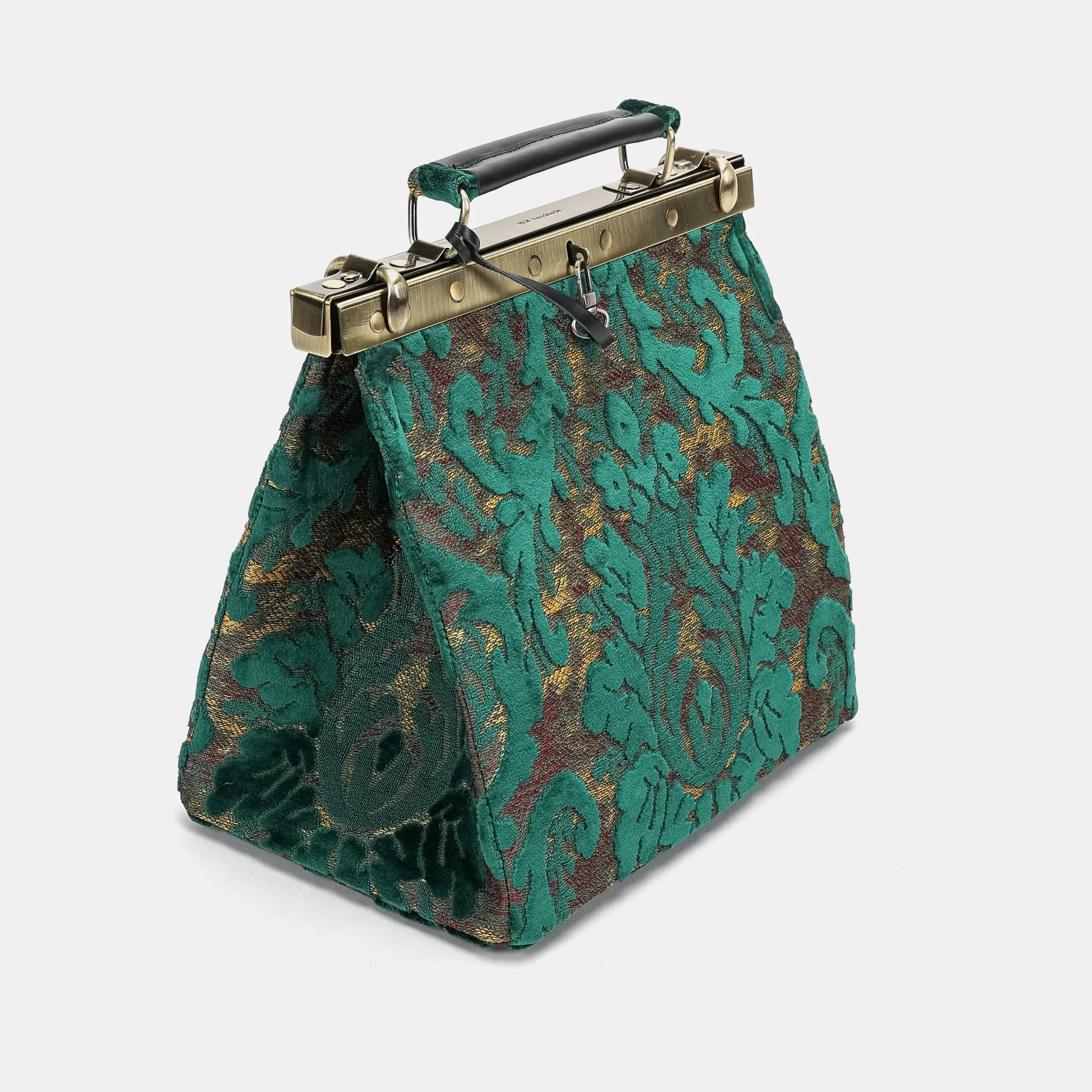 Burnout Velvet Jade Green Cecile Carpet Purse Gladstone Bag of America side
