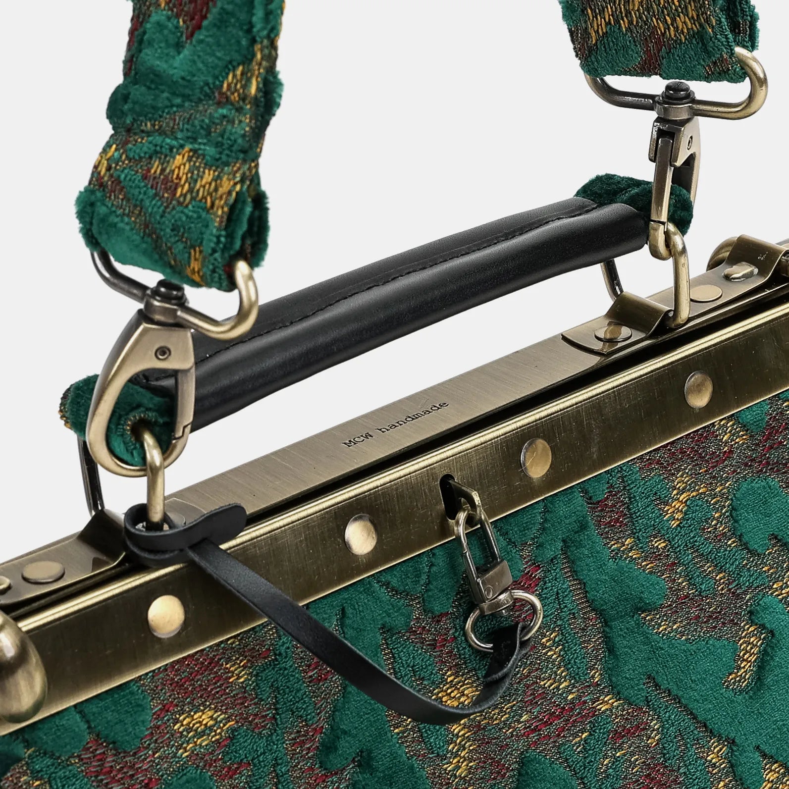 Burnout Velvet Jade Green Cecile Carpet Purse Gladstone Bag of America handle