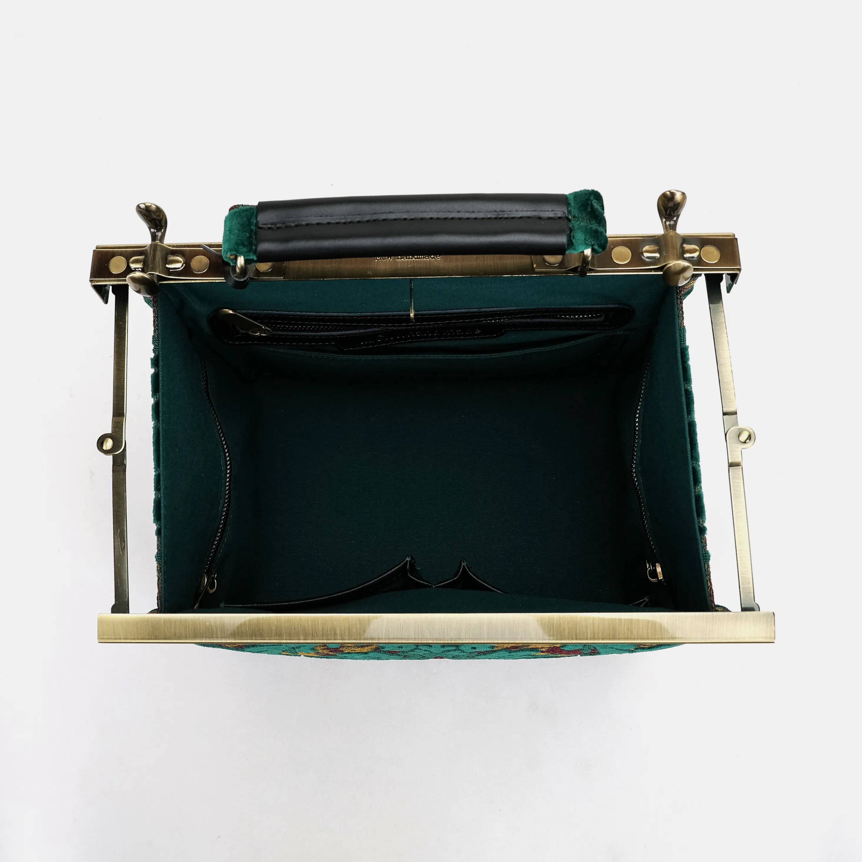 Burnout Velvet Jade Green Cecile Carpet Purse Gladstone Bag of America inside