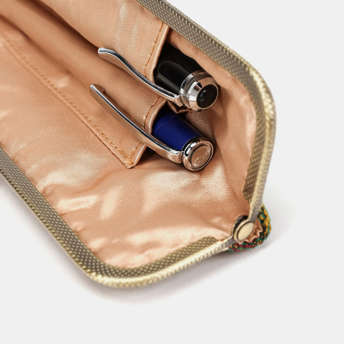 Burnout velvet Jade Green Duo Pen Case Carpetbag of America detail