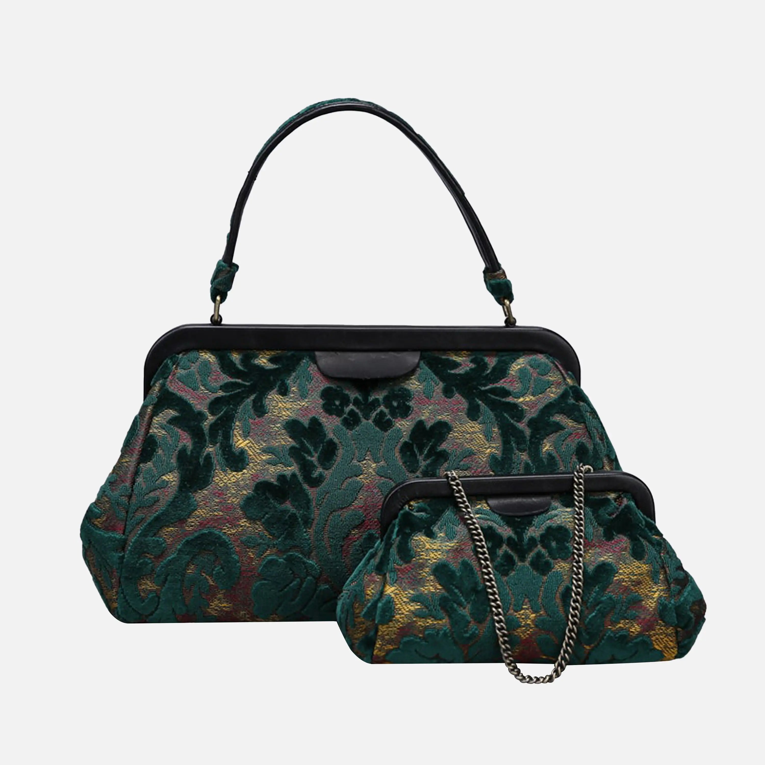 Burnout Velvet Jade Green Evening Bag Clutch carpet bag of America different size