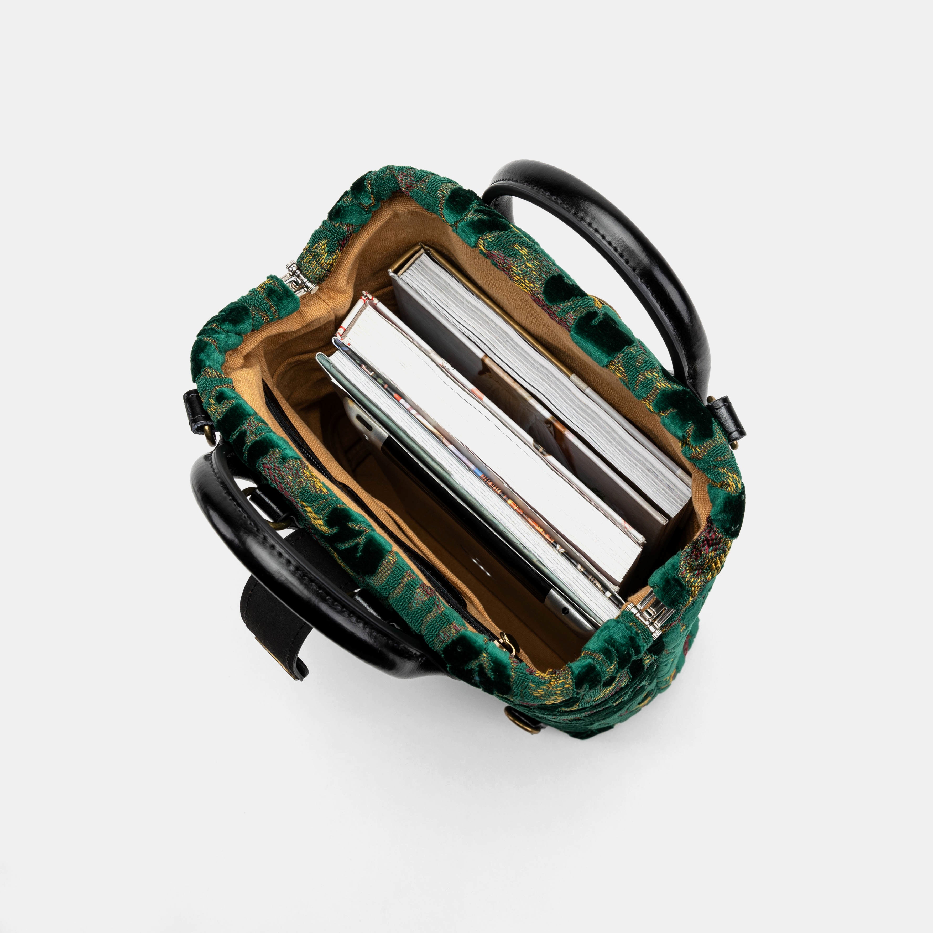 Burnout Velvet Jade Green Everyday Backpack of America in use