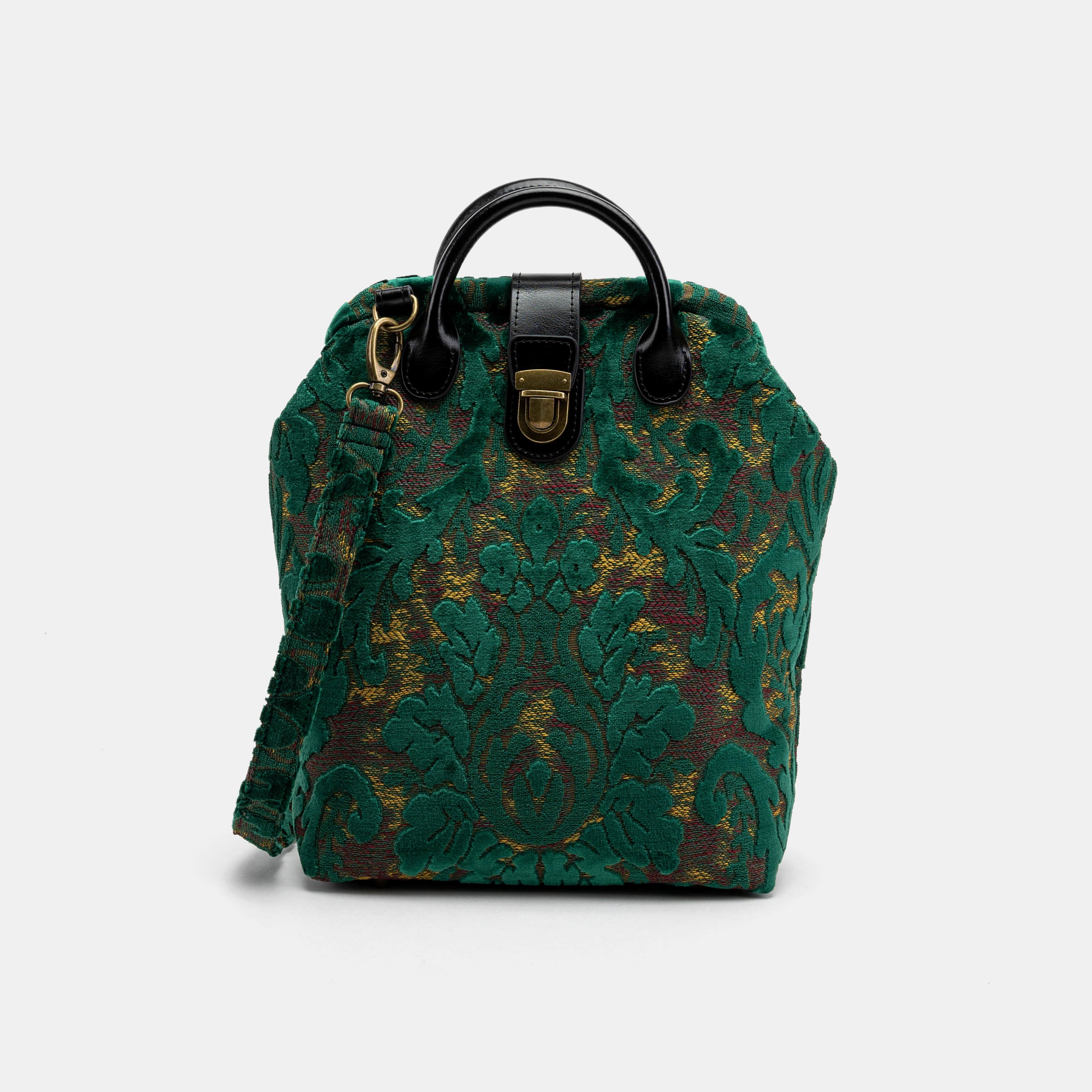 Burnout Velvet Jade Green Everyday Backpack of America with shoulder strap