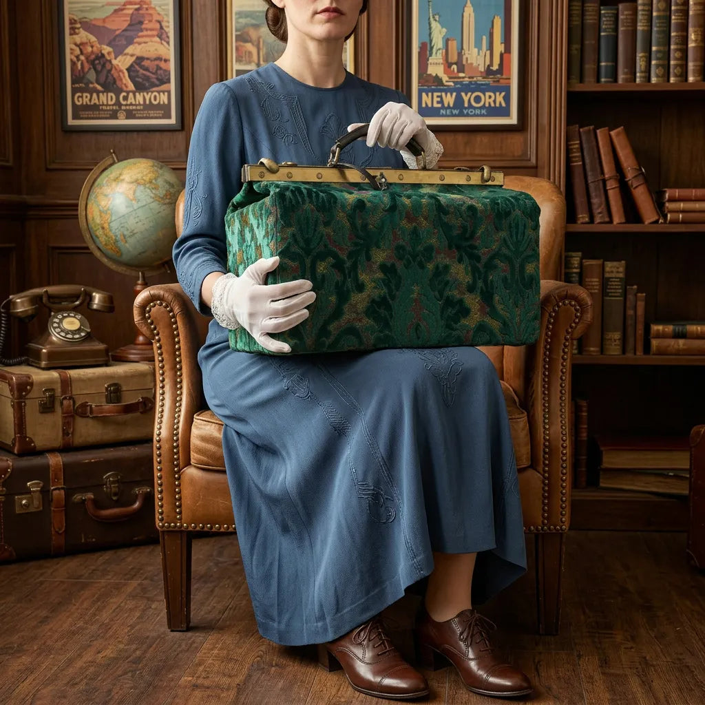 Burnout Velvet Jade Green Genevieve Carpet Gladstone Bag of America and model