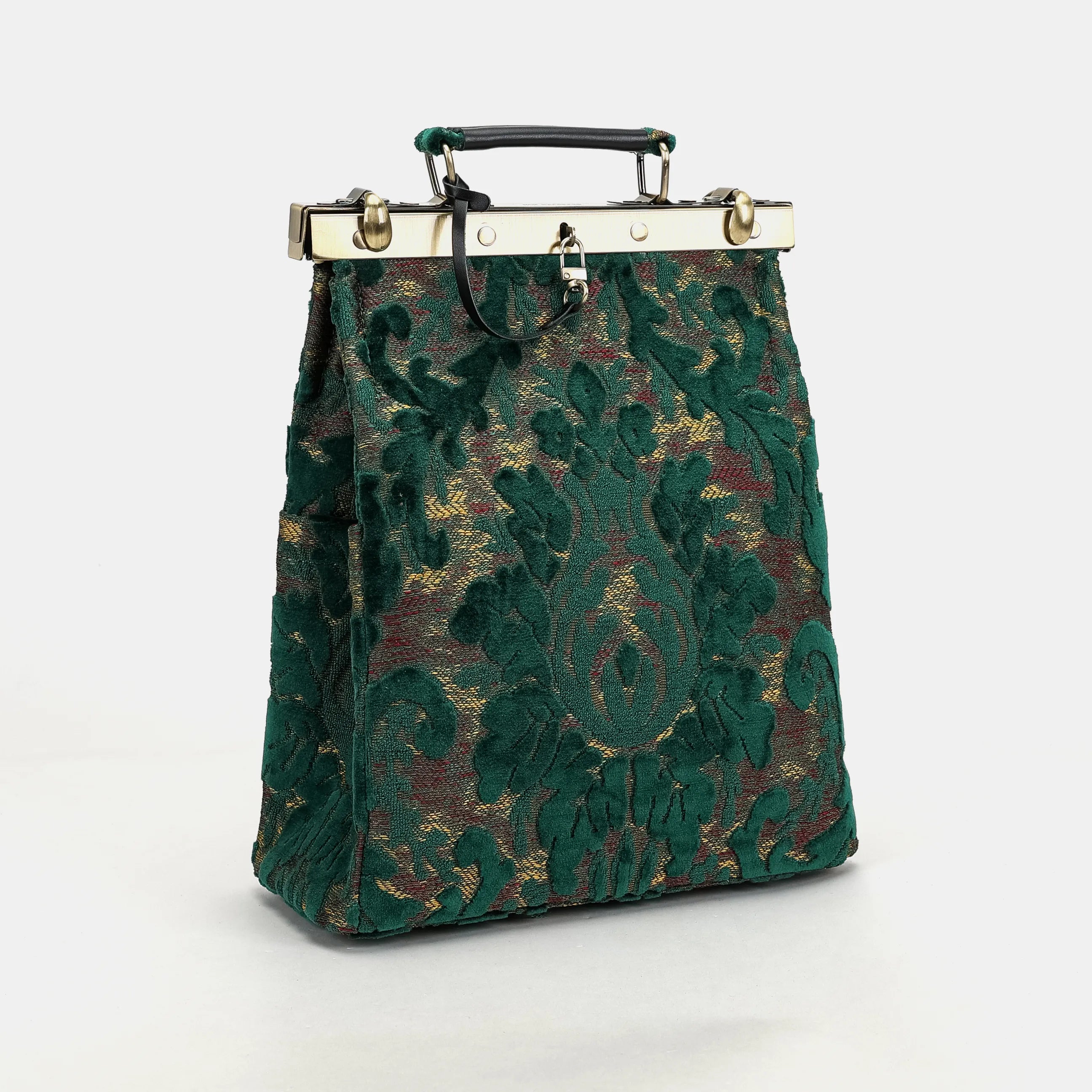 Burnout Velvet Jade Green Helena Carpet Gladstone Backpack of America side