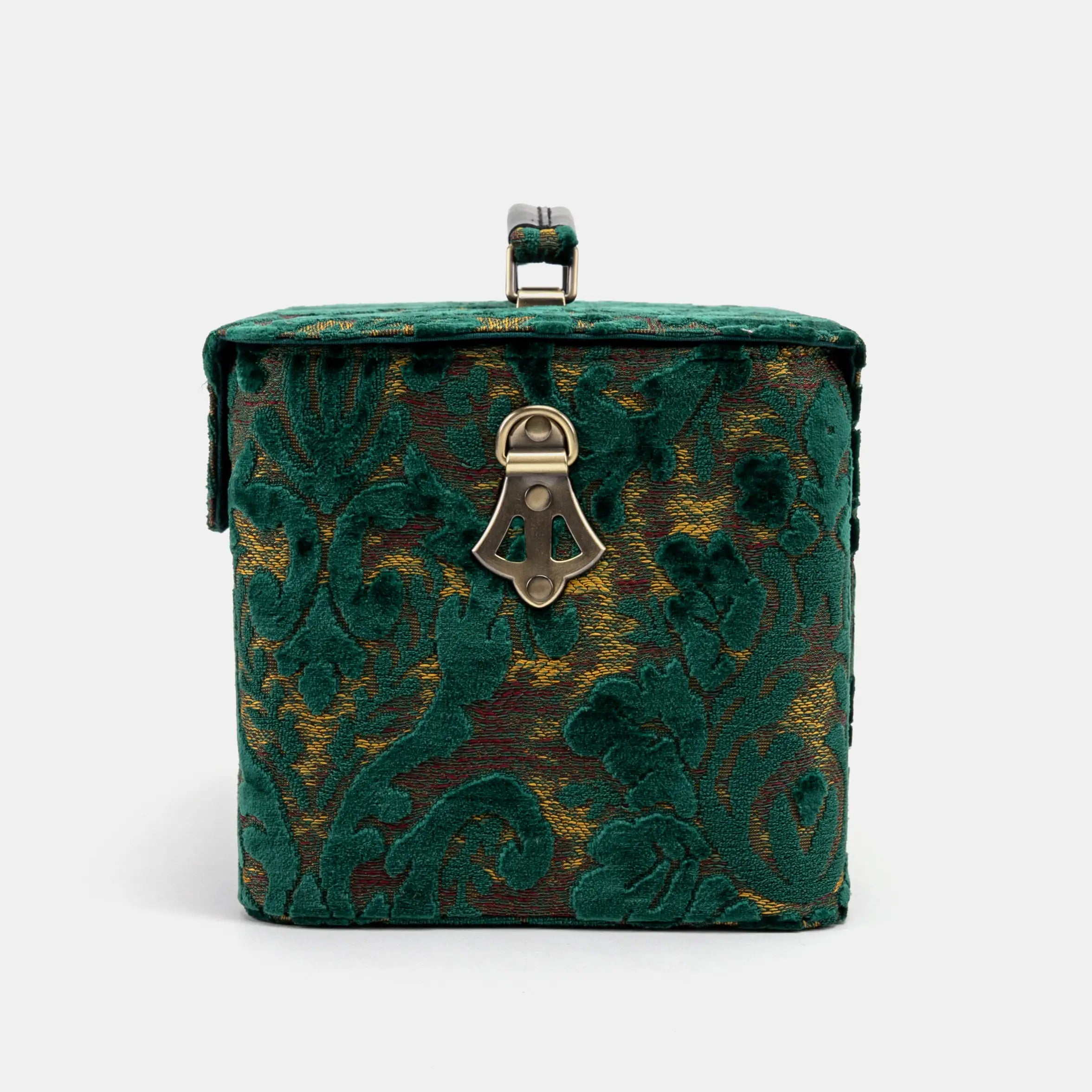 Burnout Velvet Jade Green Josephine Large Train Case of America side