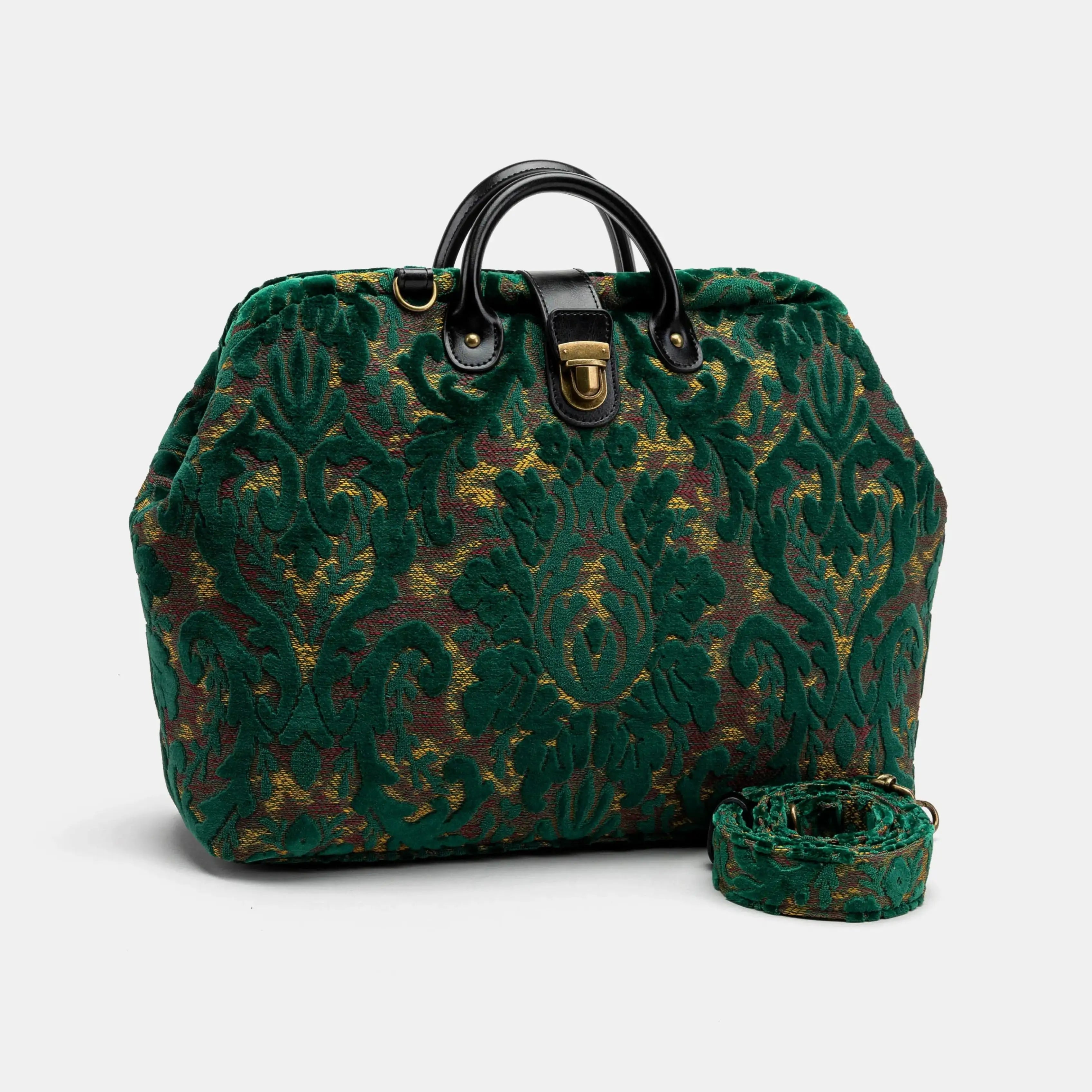 Burnout Velvet Jade Green Laptop Work Bag of America front side