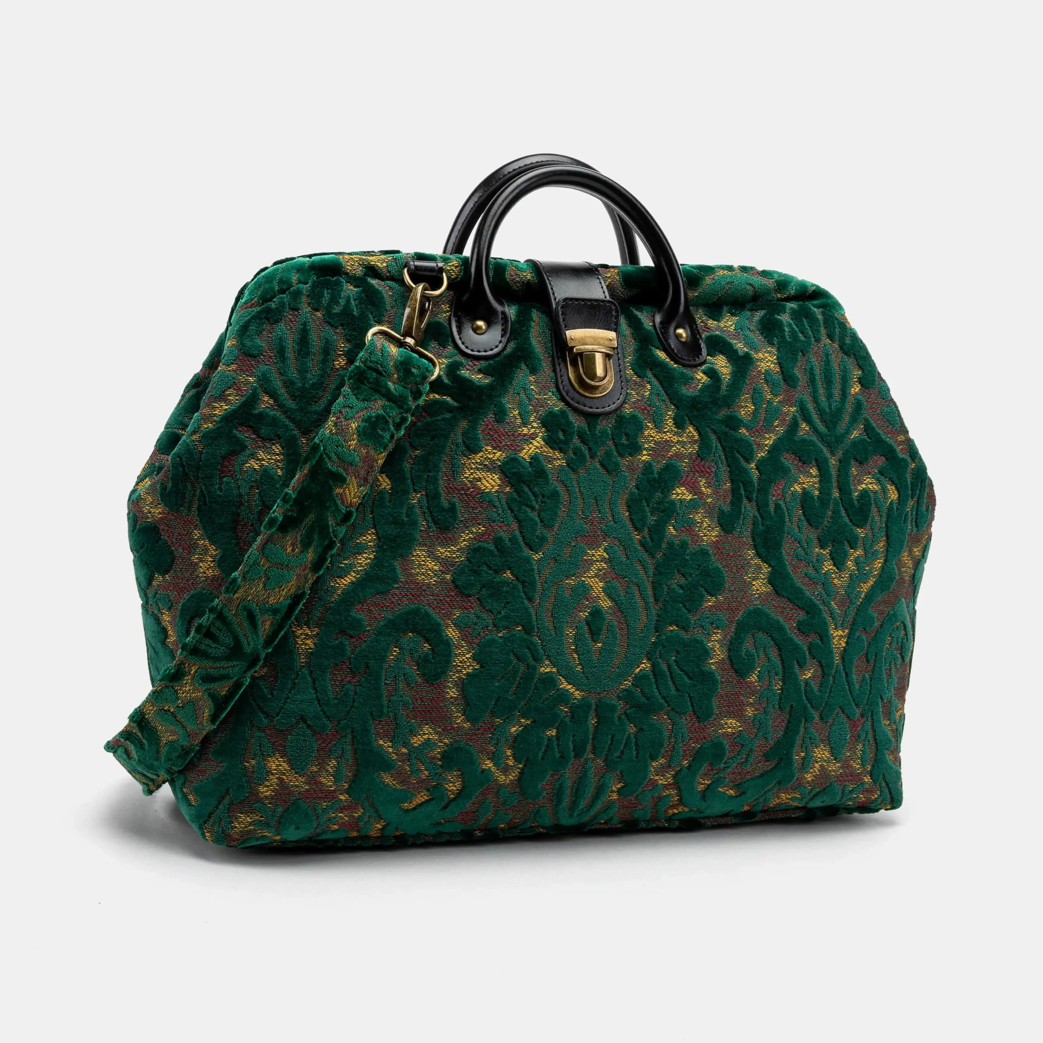Burnout Velvet Jade Green Laptop Work Bag of America with shoulder strap
