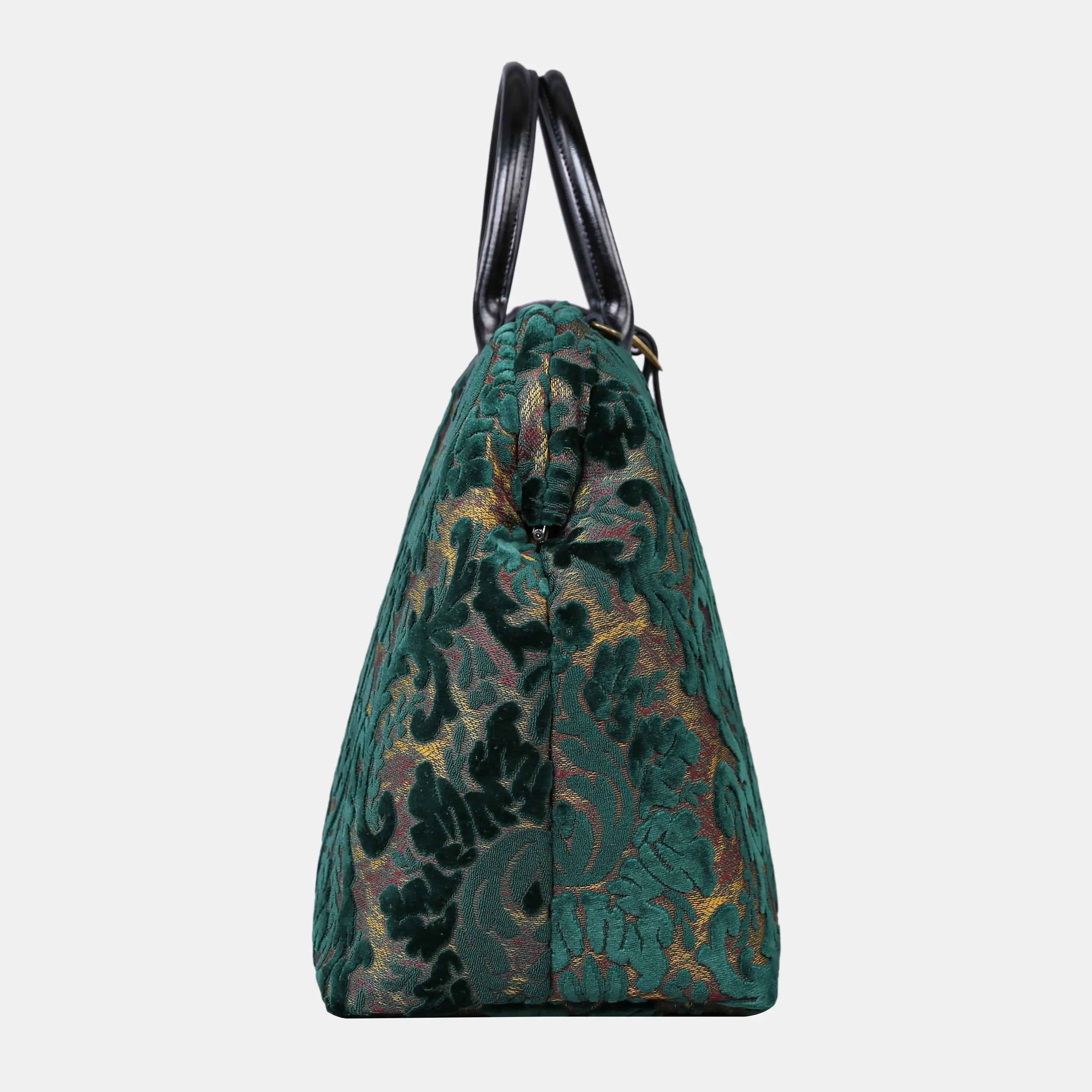 Burnout Velvet Jade Green Carpet Handbag Weekender side