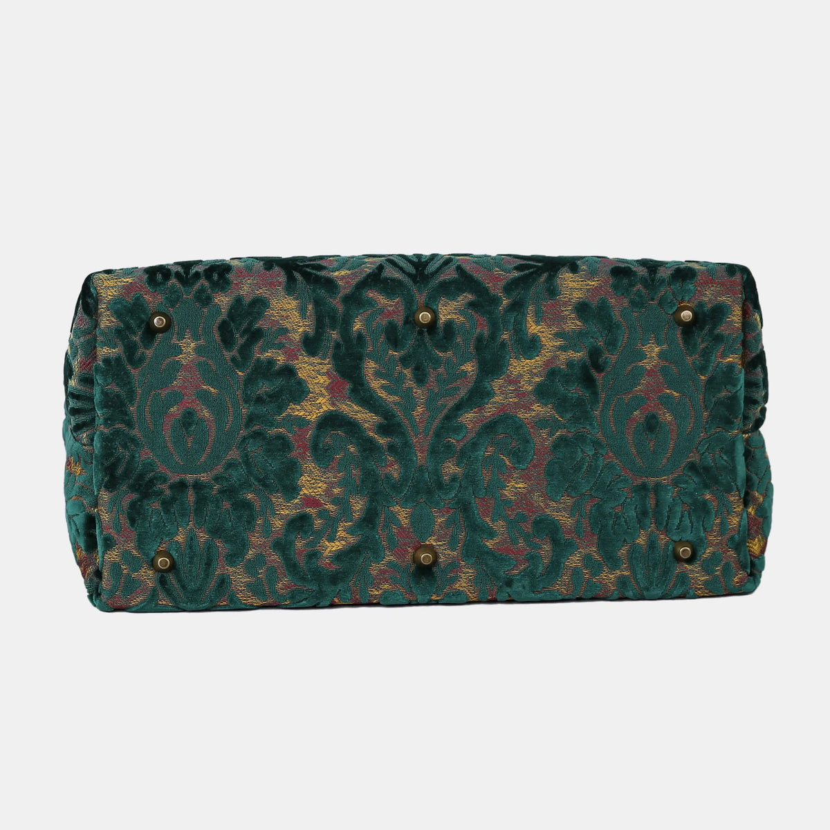 Burnout Velvet Jade Green Carpet Handbag Weekender bottom