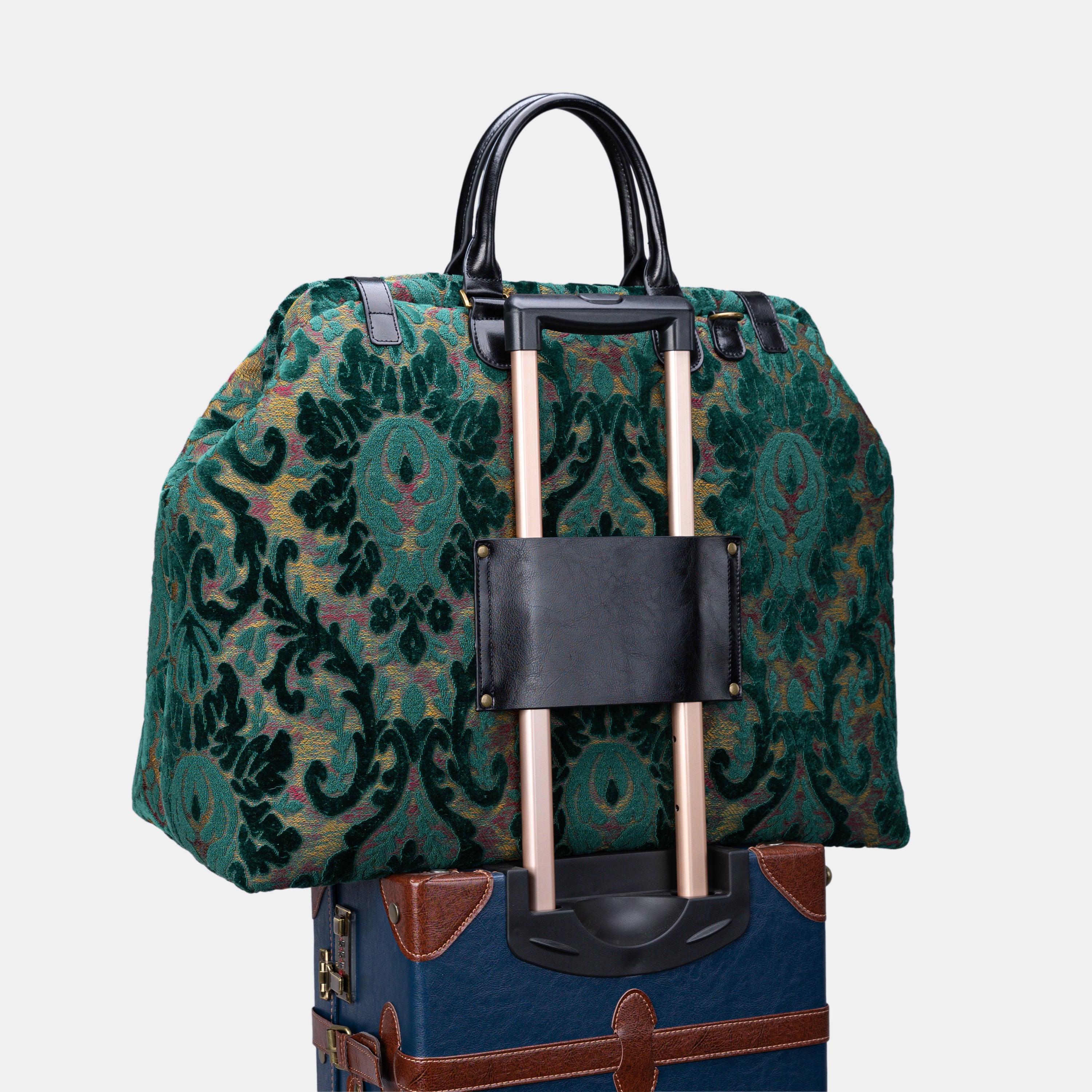 Burnout Velvet Jade Green Men's Carpetbag of America with luggage sleeve-5