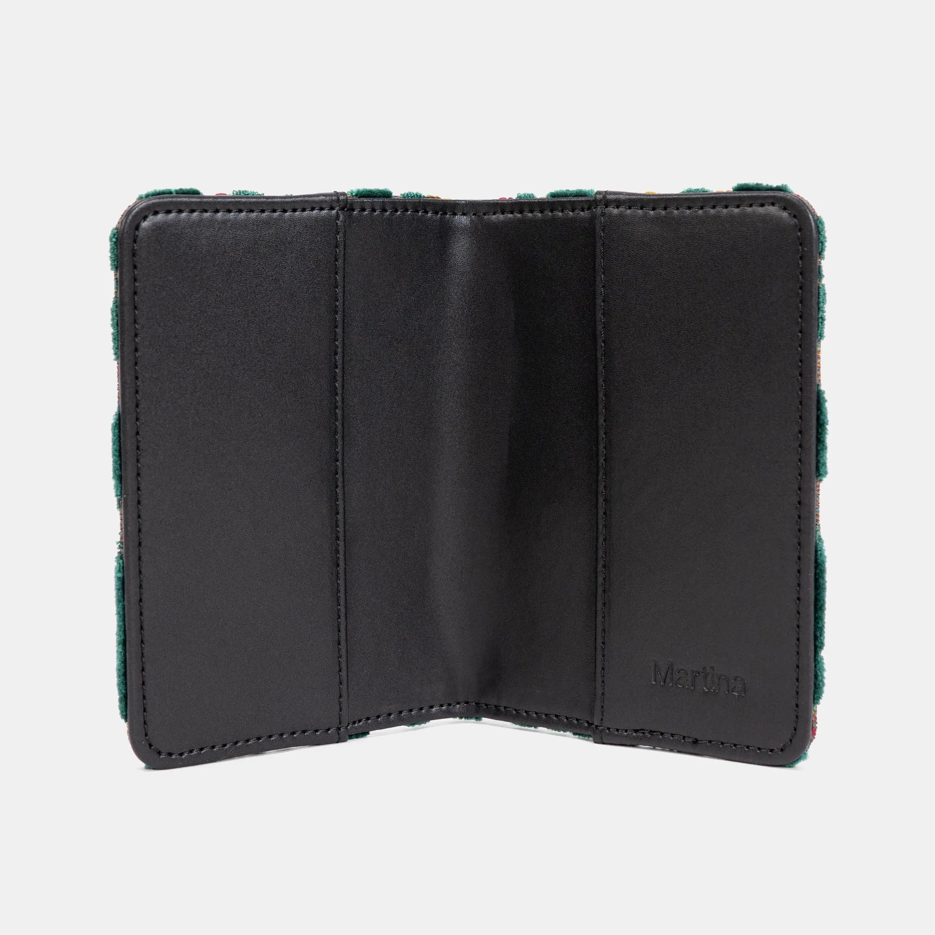Burnout Velvet Jade Green Passport Cover of America open