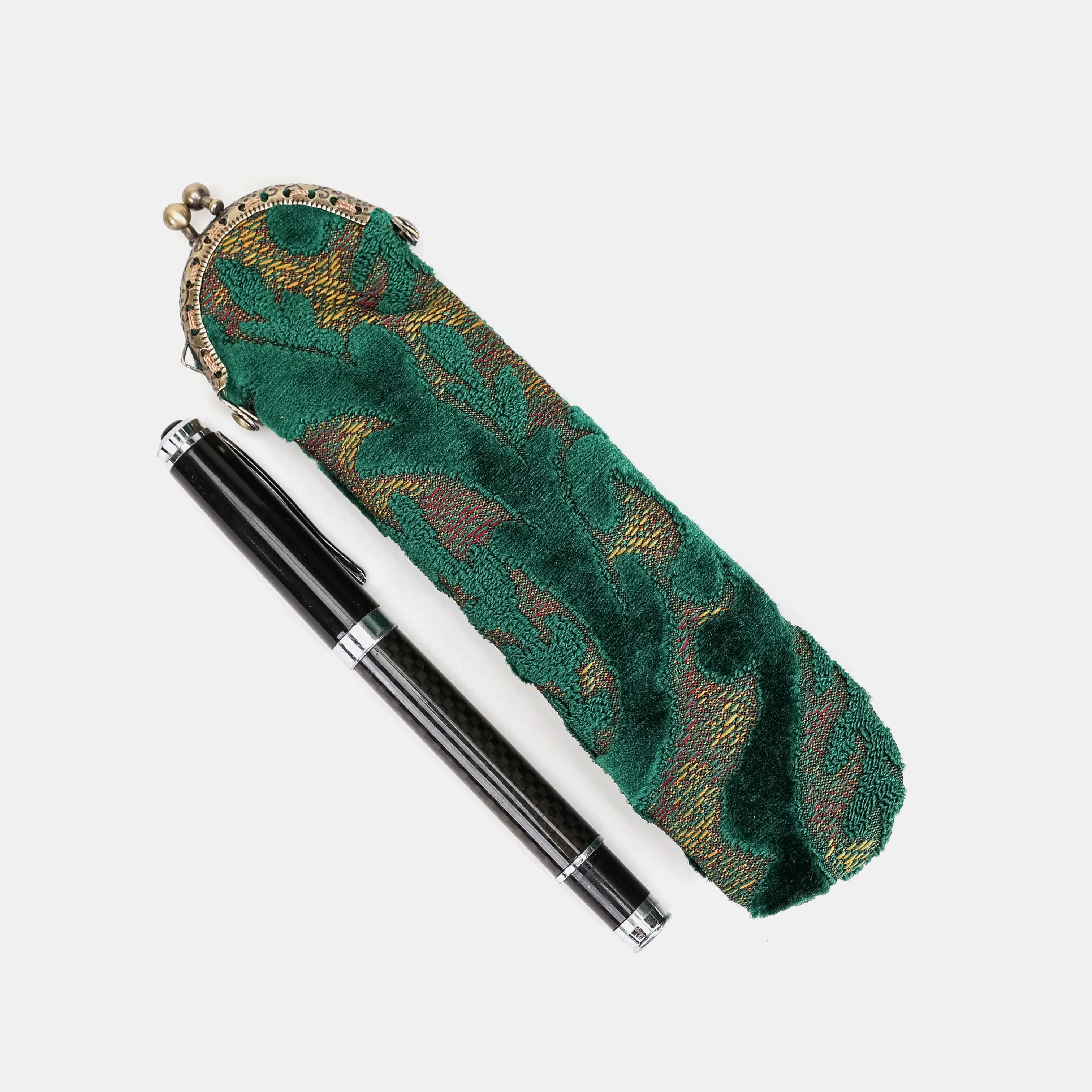 Burnout Velvet Jade Green Solo Pen Case Carpetbag of America main