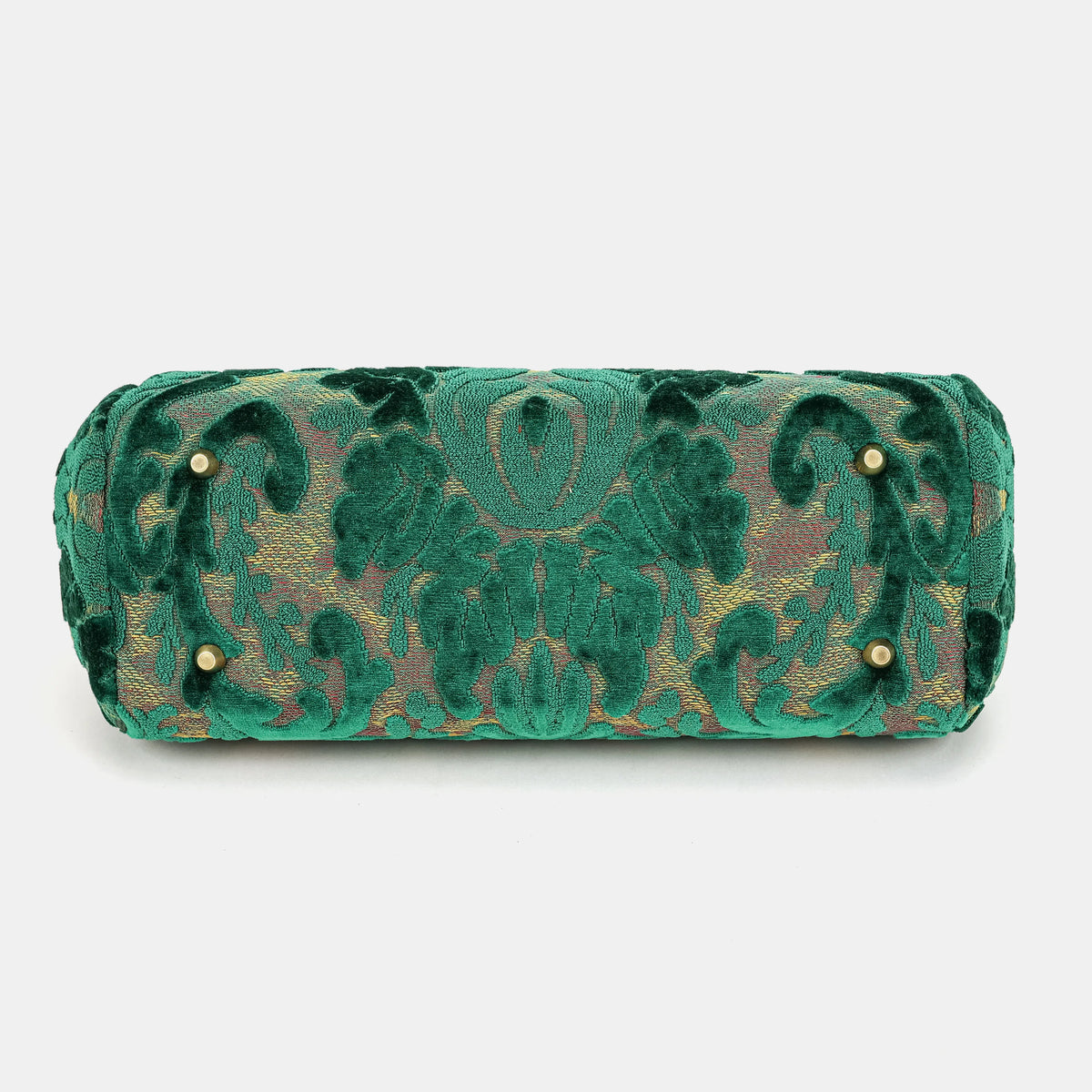 Burnout Velvet Jade Green Top Handle Purse Carpetbag of America bottom
