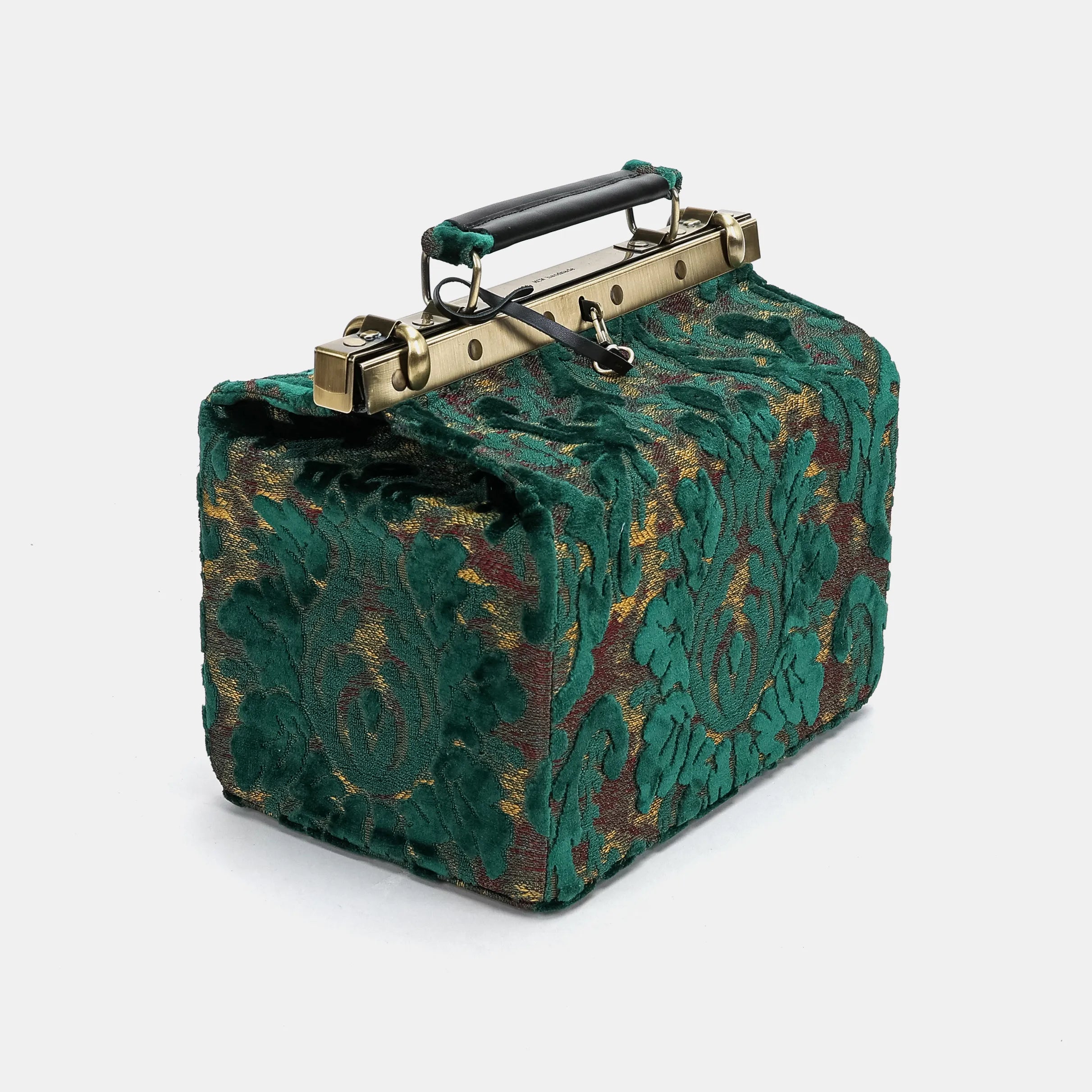 Burnout Velvet Jade Green Vivienne Carpet Purse Gladstone Bag America side