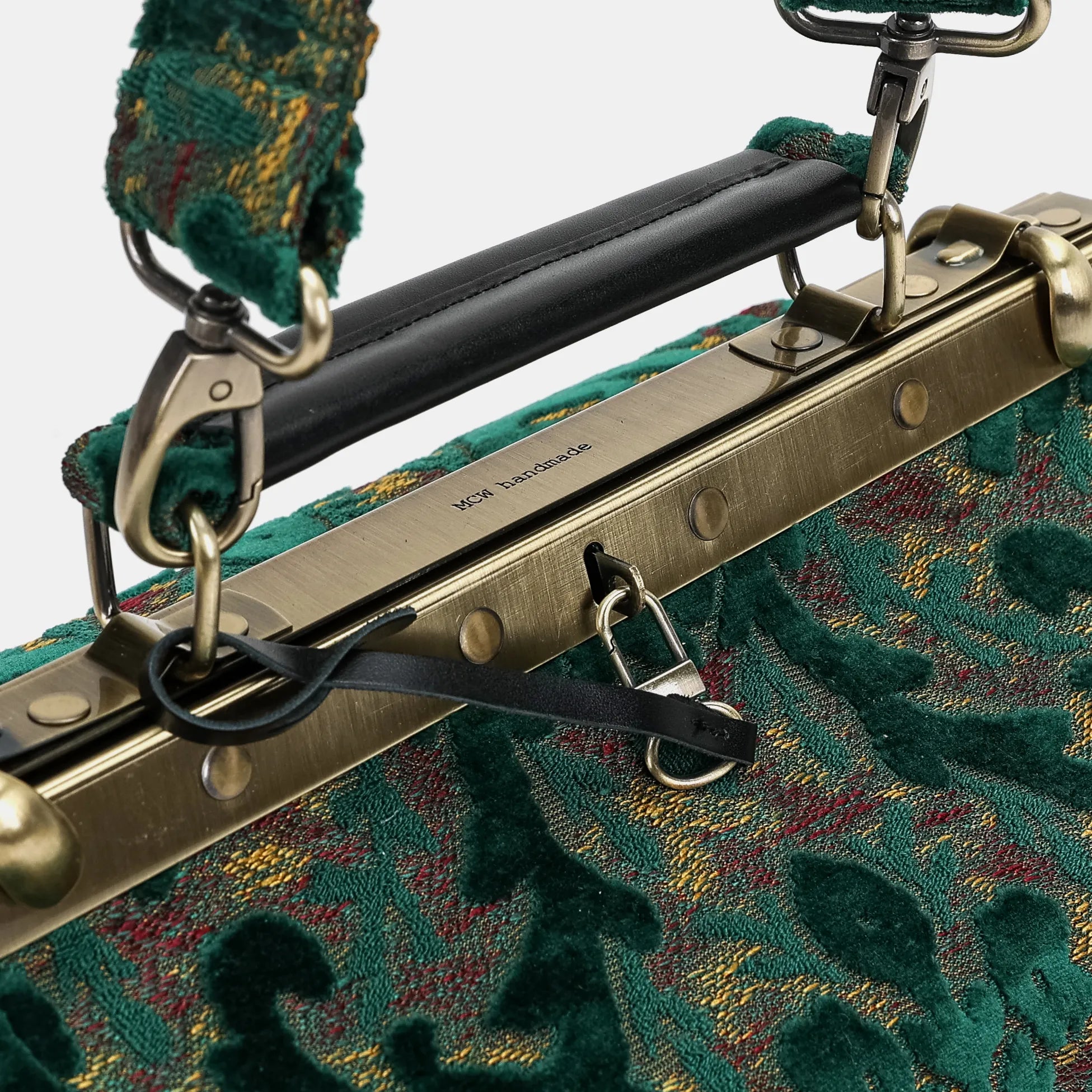 Burnout Velvet Jade Green Vivienne Carpet Purse Gladstone Bag America handle