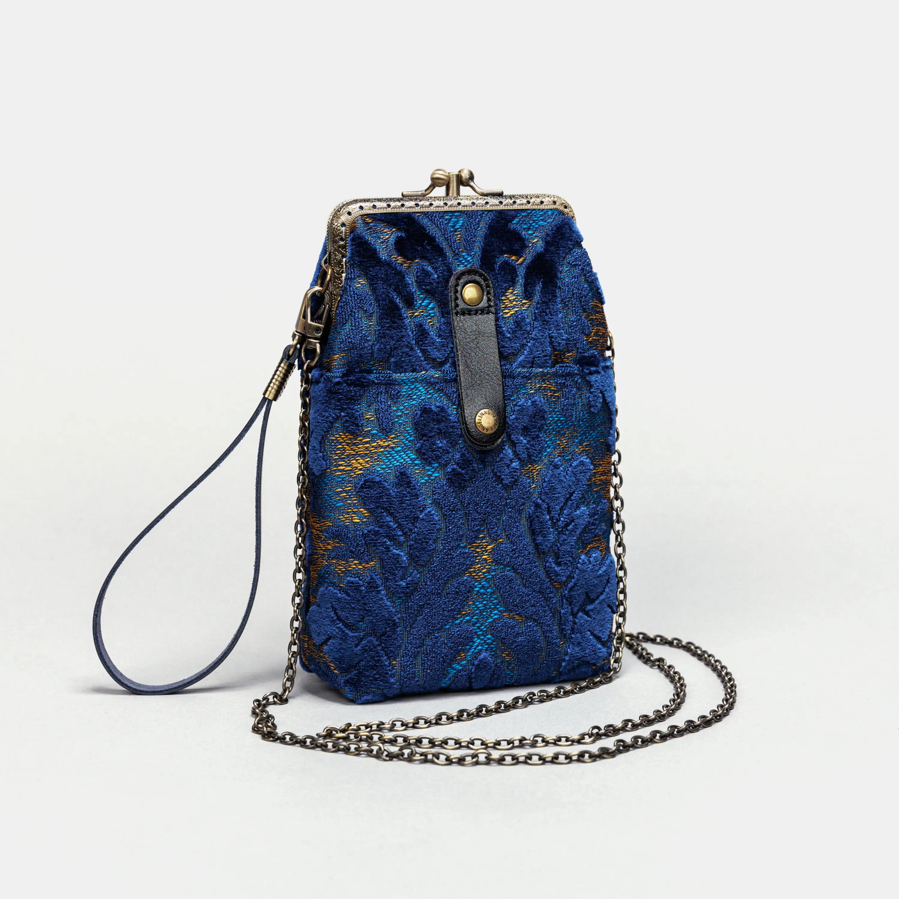 Burnout Velvet Navy Carpet Phone Case Carpetbag of America front side