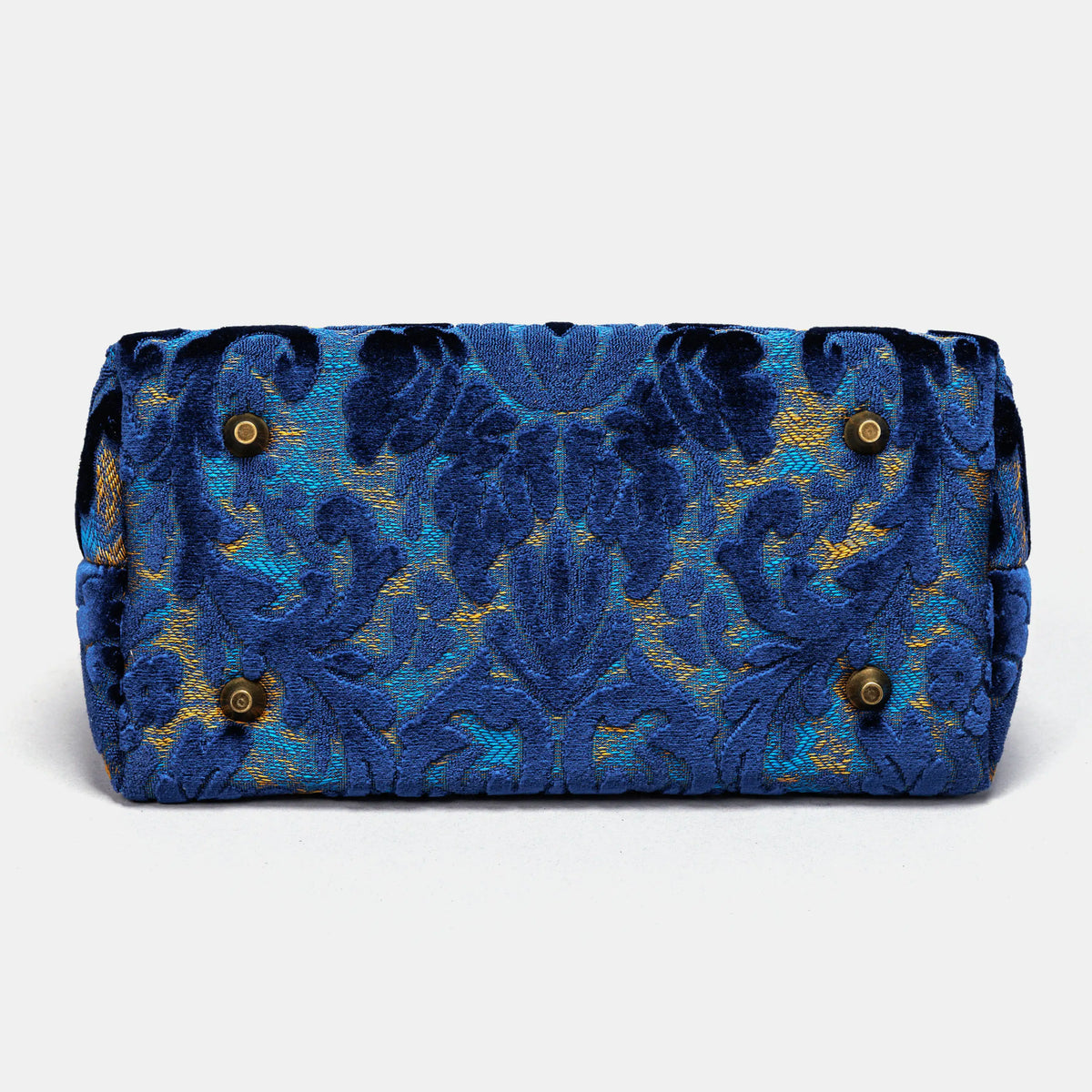 Burnout Velvet Navy Carpet Satchel carpet bag MCW Handmade of America bottom