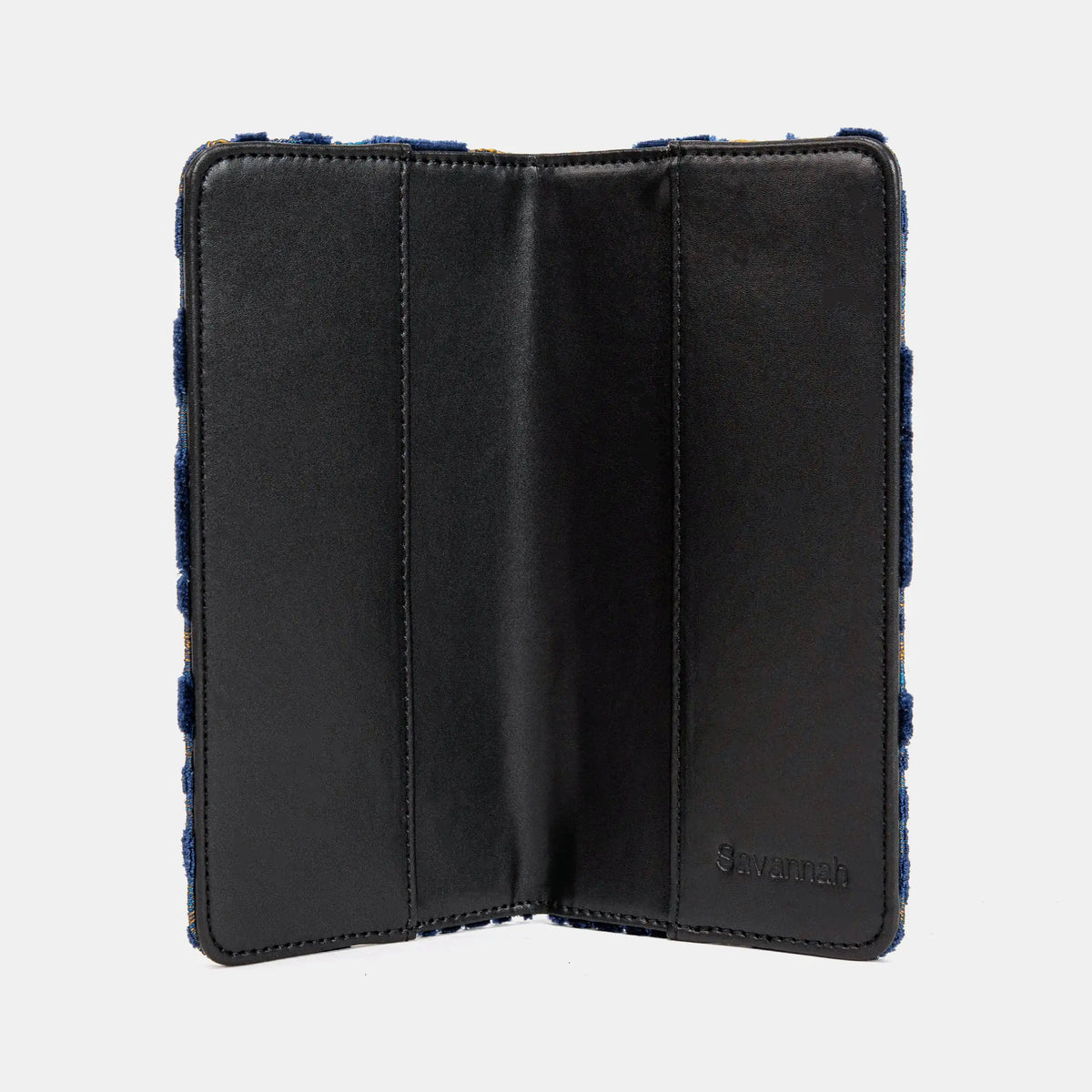 Burnout Velvet Navy Checkbook Cover of America inisde