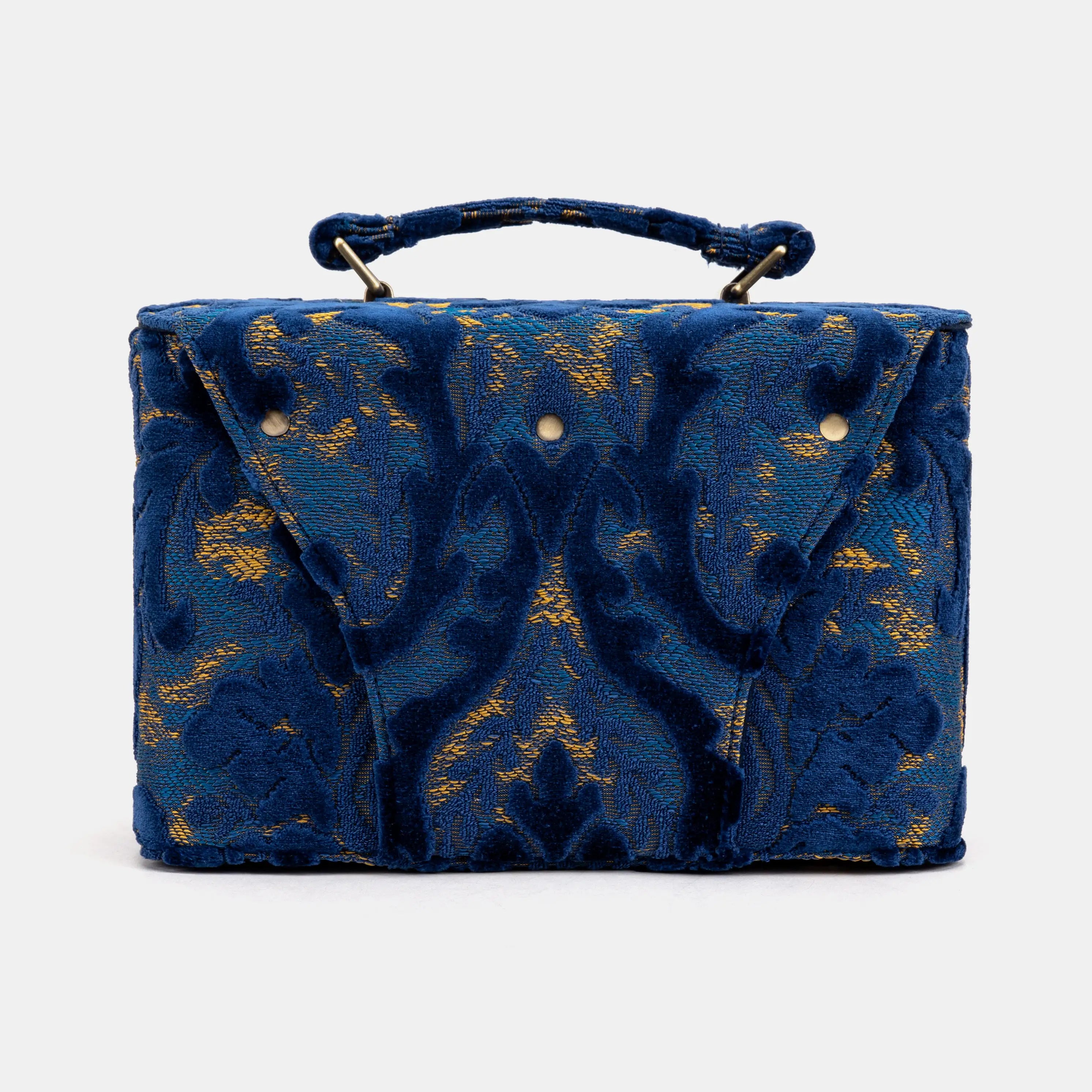 Burnout Velvet Navy Clara Medium Train Case Purse of America back