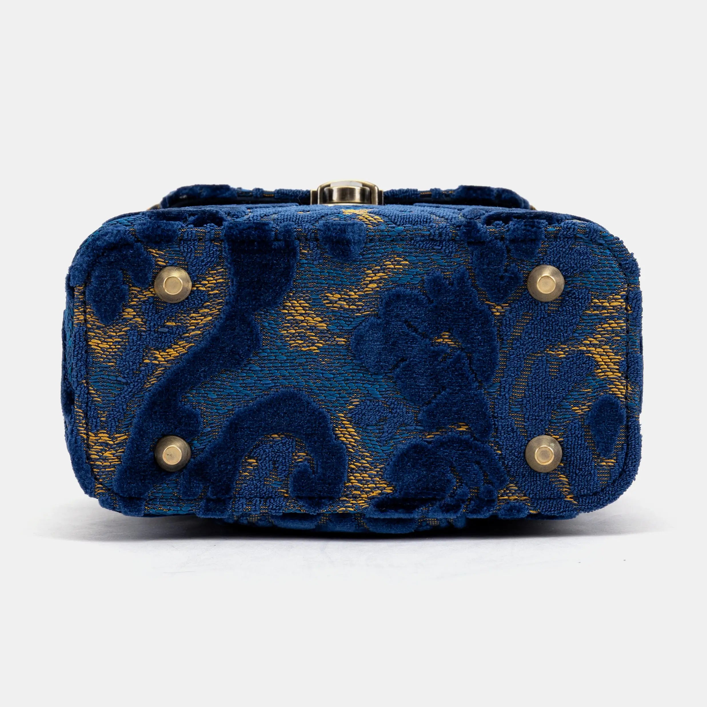 Burnout Velvet Navy Emma Small Train Case Crossbody of America bottom