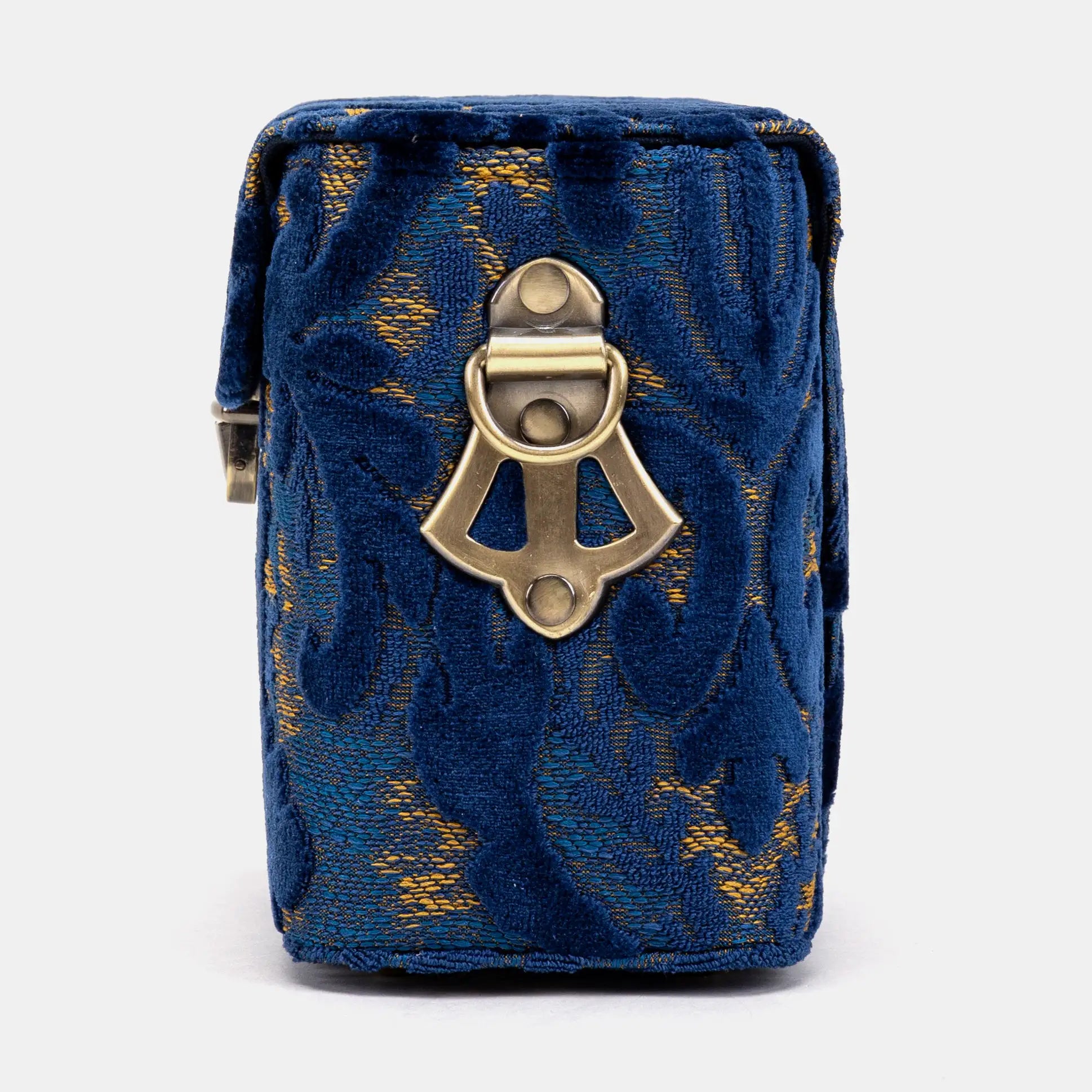 Burnout Velvet Navy Emma Small Train Case Crossbody of America side