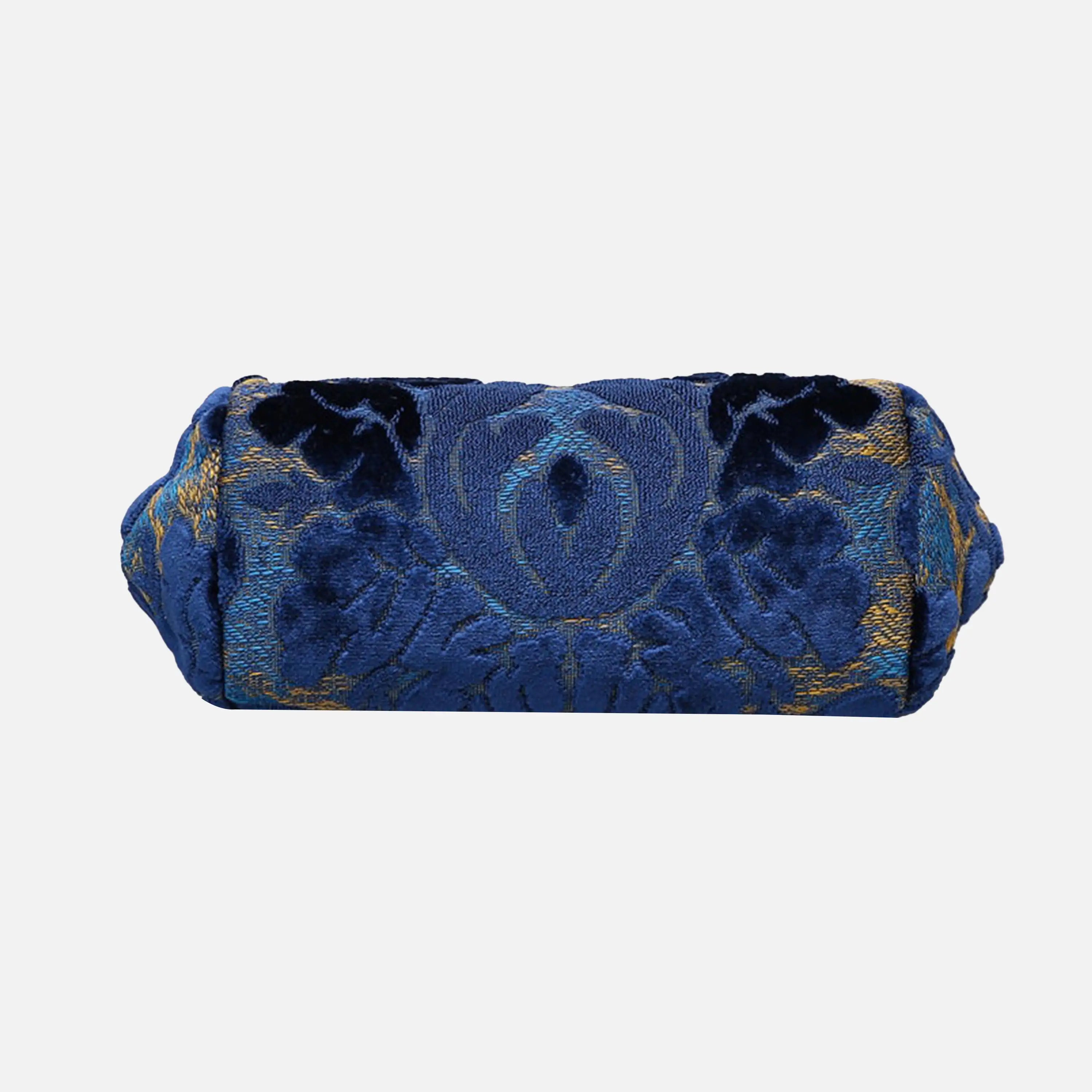 Burnout Velvet Navy Evening Bag Clutch carpet bag of America bottom