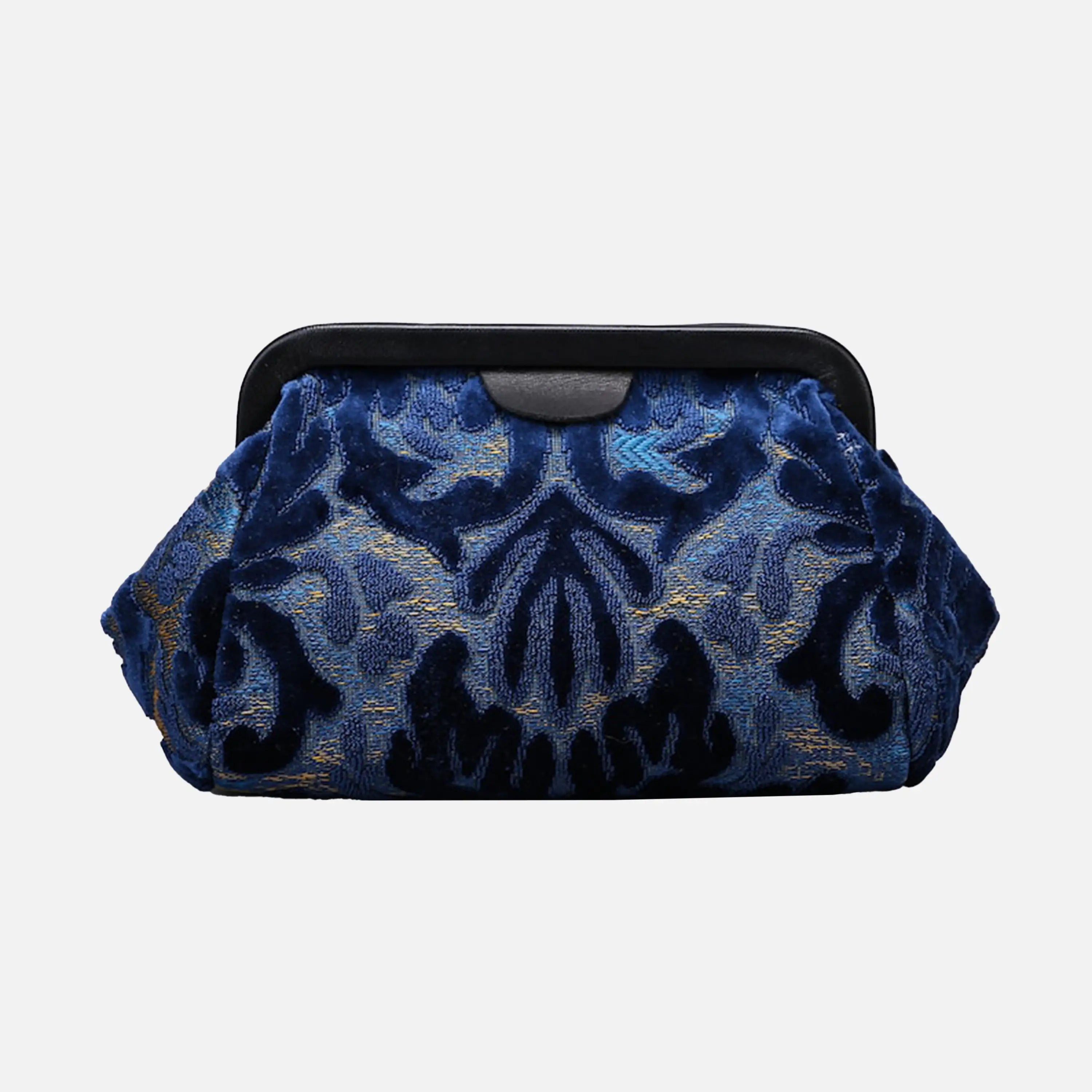 Burnout Velvet Navy Evening Bag Clutch carpet bag of America back