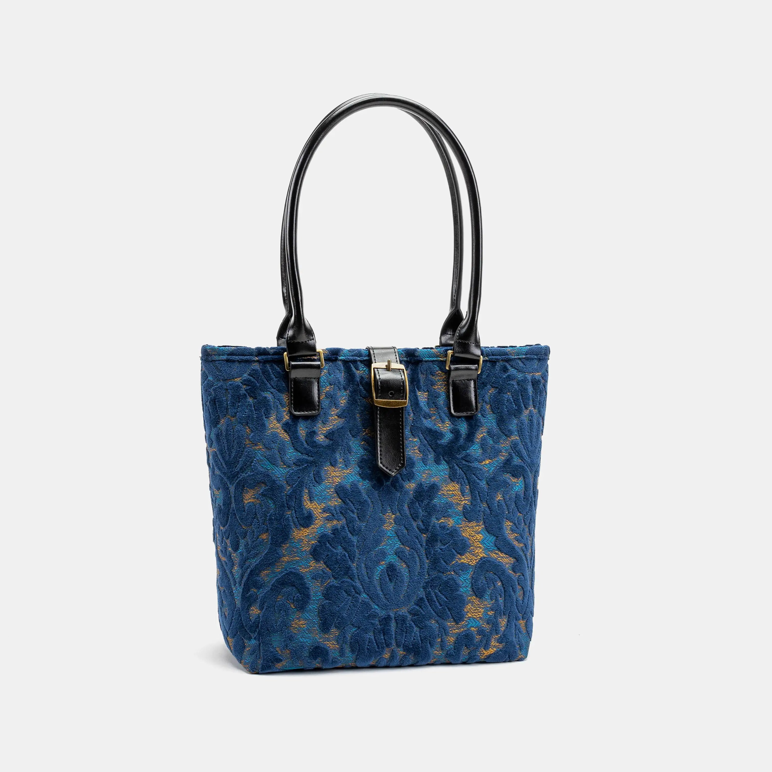 Burnout Velvet Navy Everyday Tote Bag Carpetbag of America front side