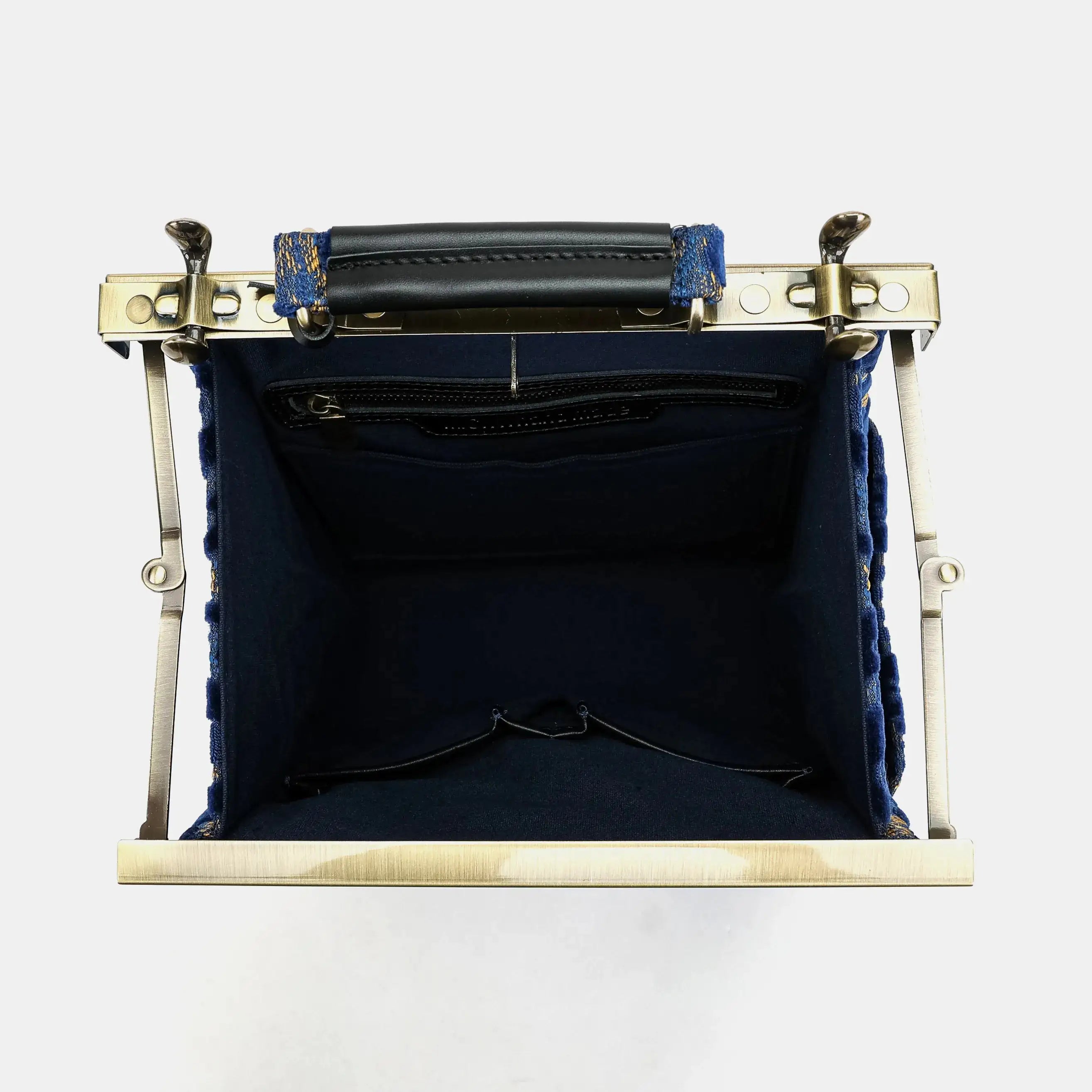Burnout velvet Navy Helena Carpet Gladstone Backpack of America inside