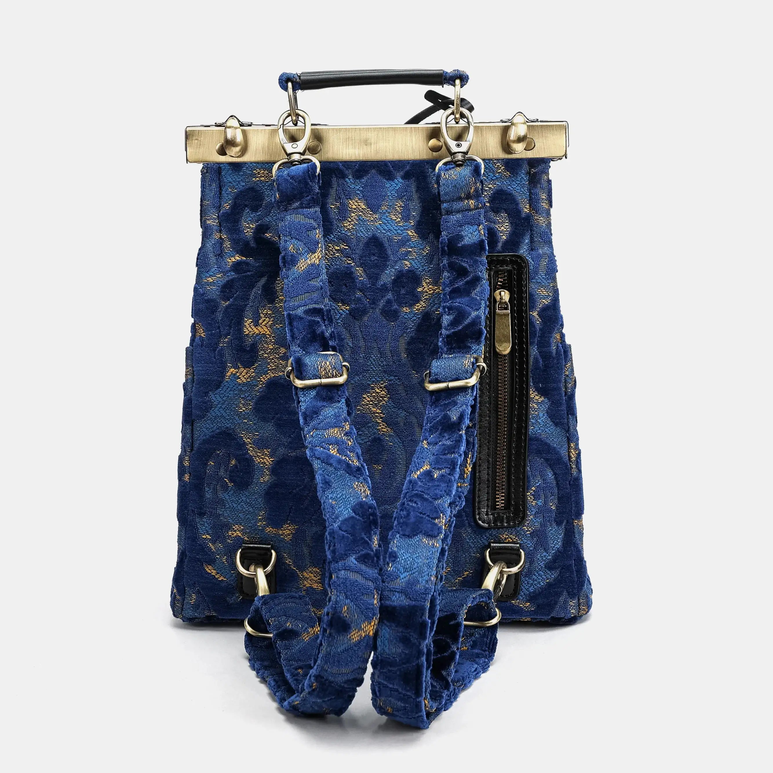 Burnout velvet Navy Helena Carpet Gladstone Backpack of America back