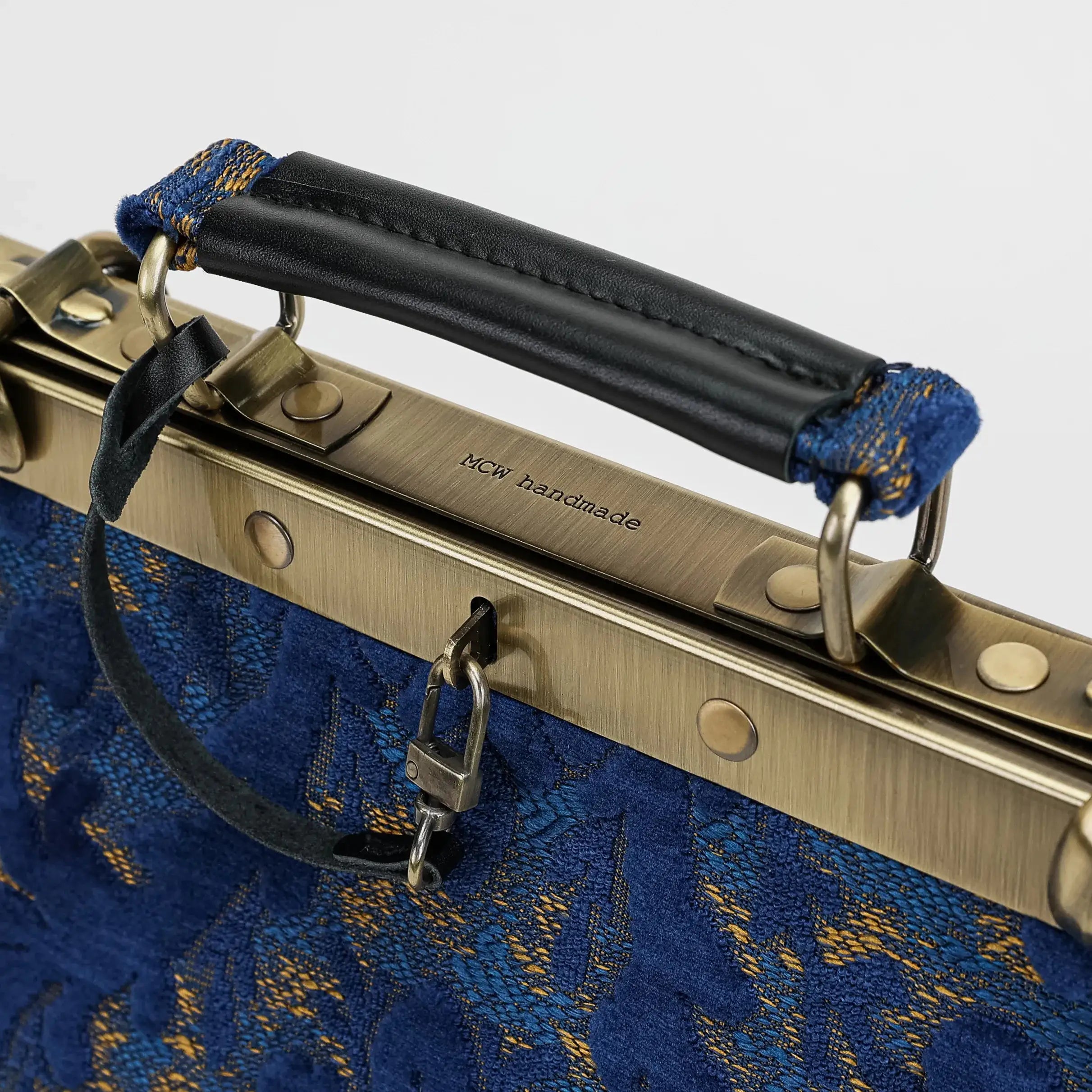 Burnout velvet Navy Helena Carpet Gladstone Backpack of America handle