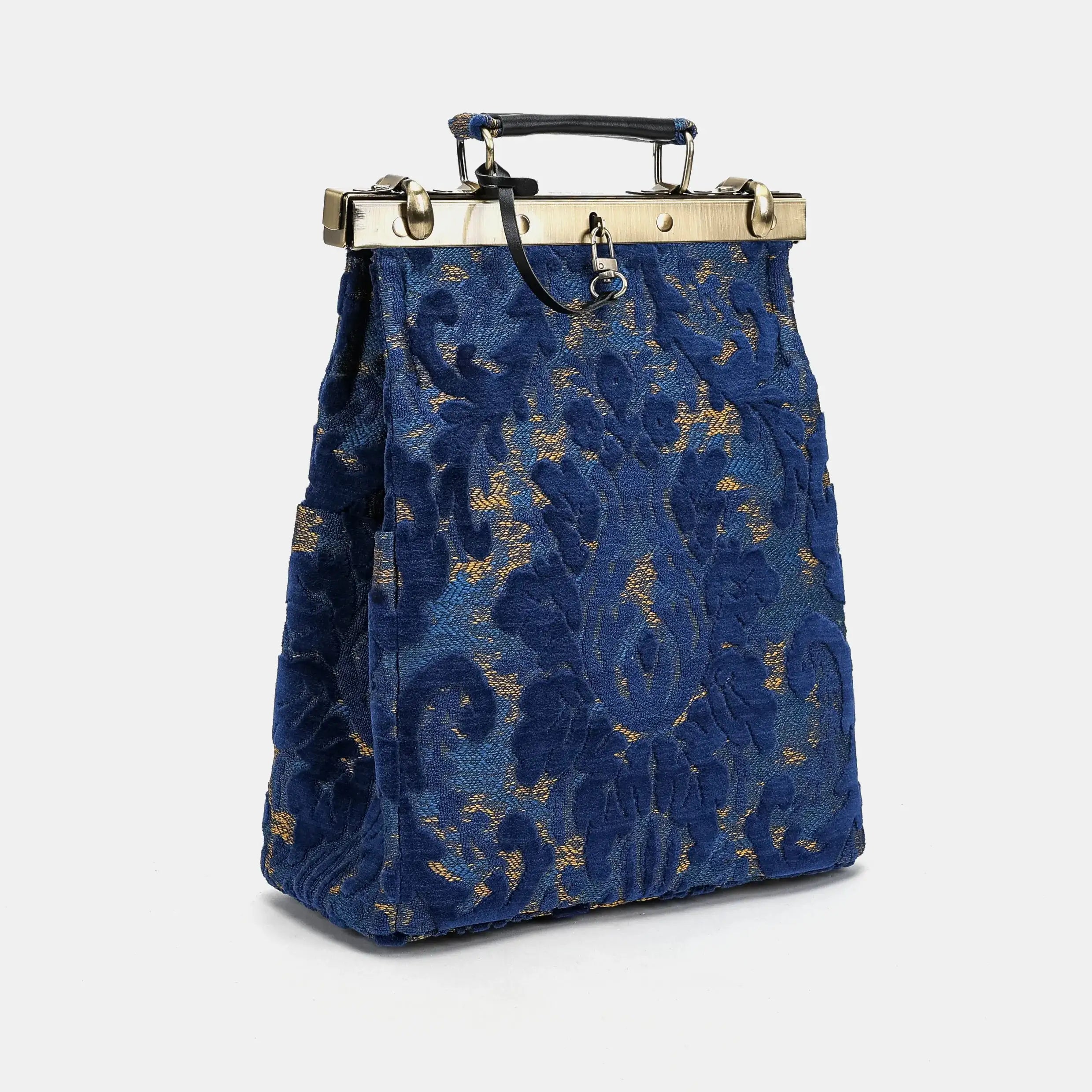Burnout velvet Navy Helena Carpet Gladstone Backpack of America side