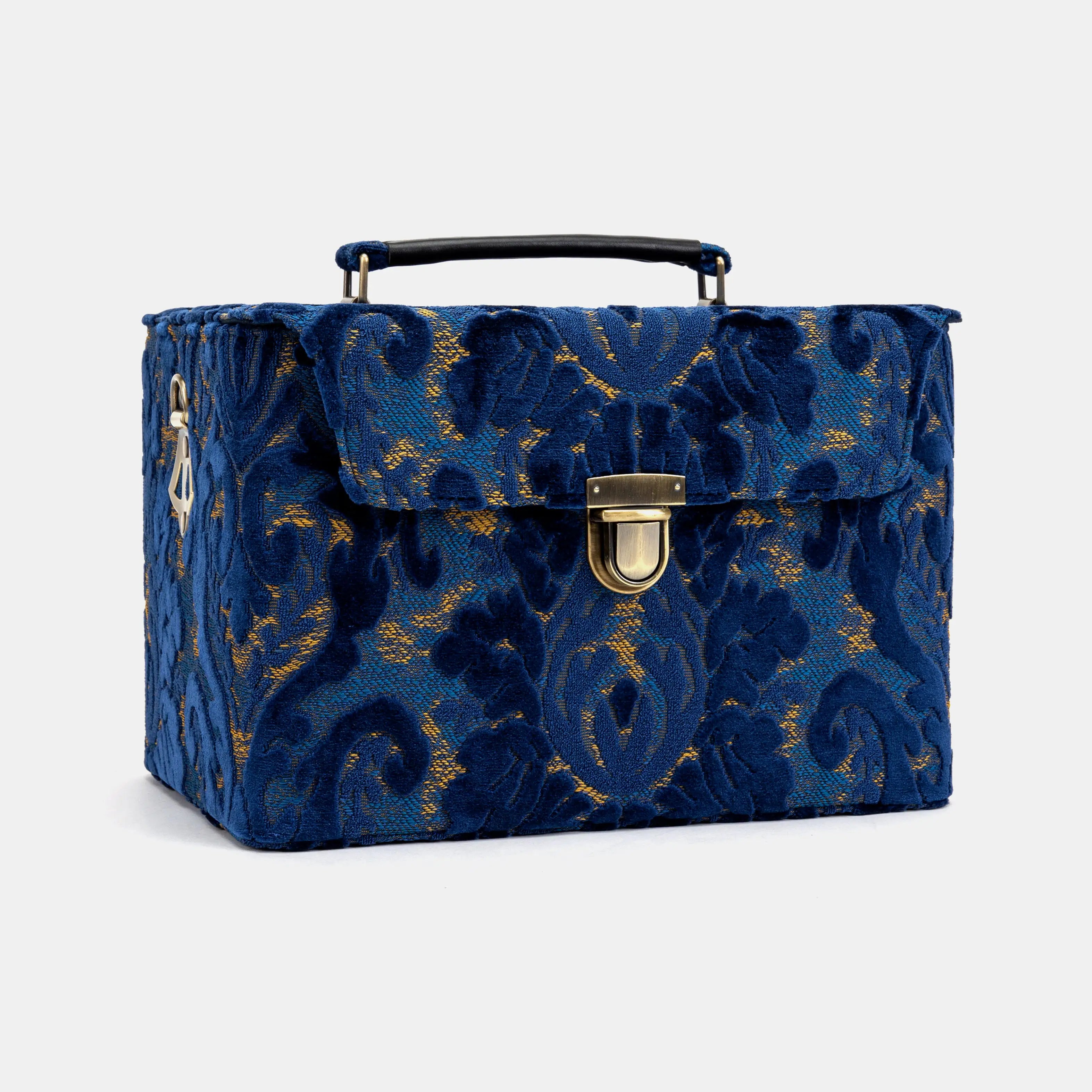 Burnout Velvet Navy Josephine Large Train Case left