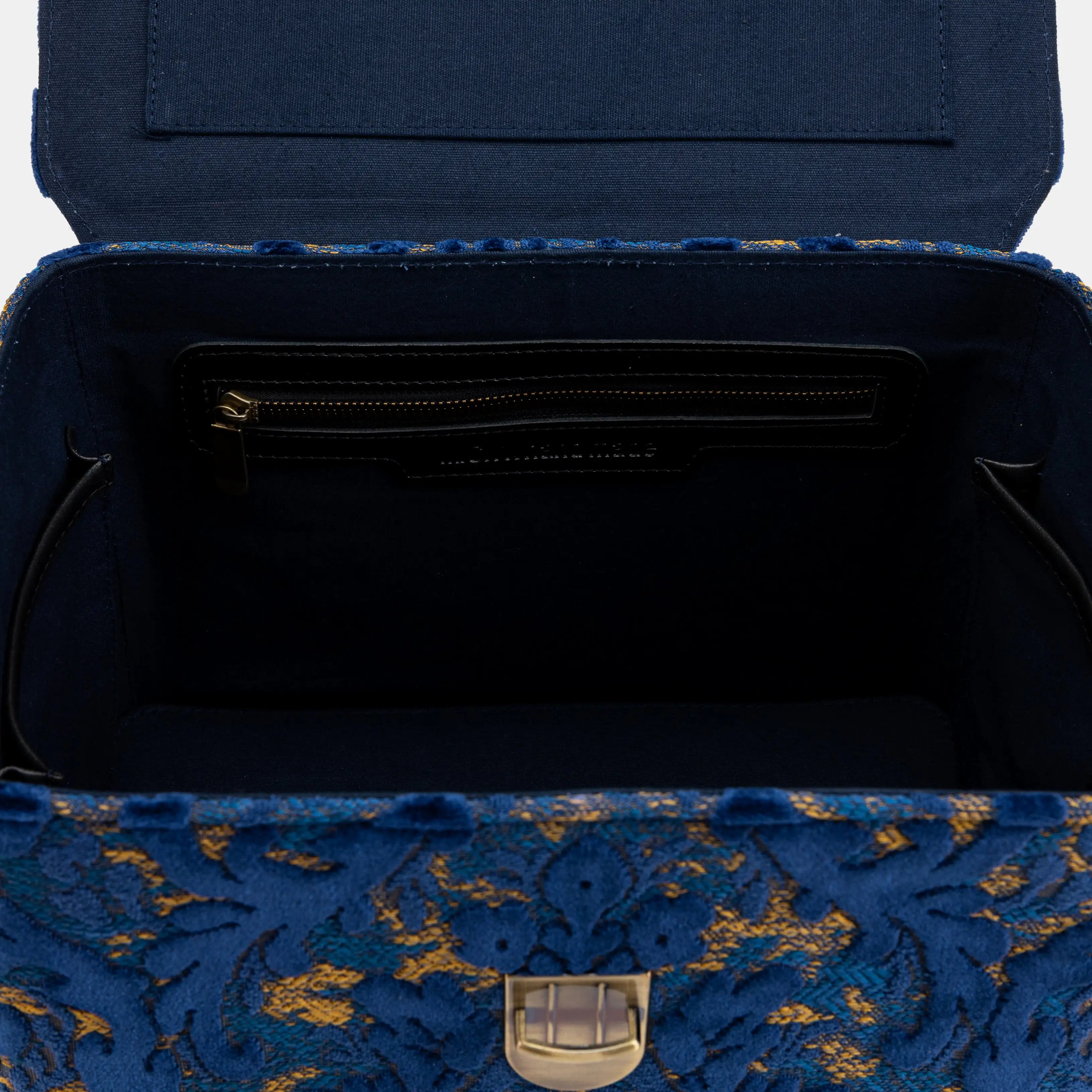 Burnout Velvet Navy Josephine Large Train Case open
