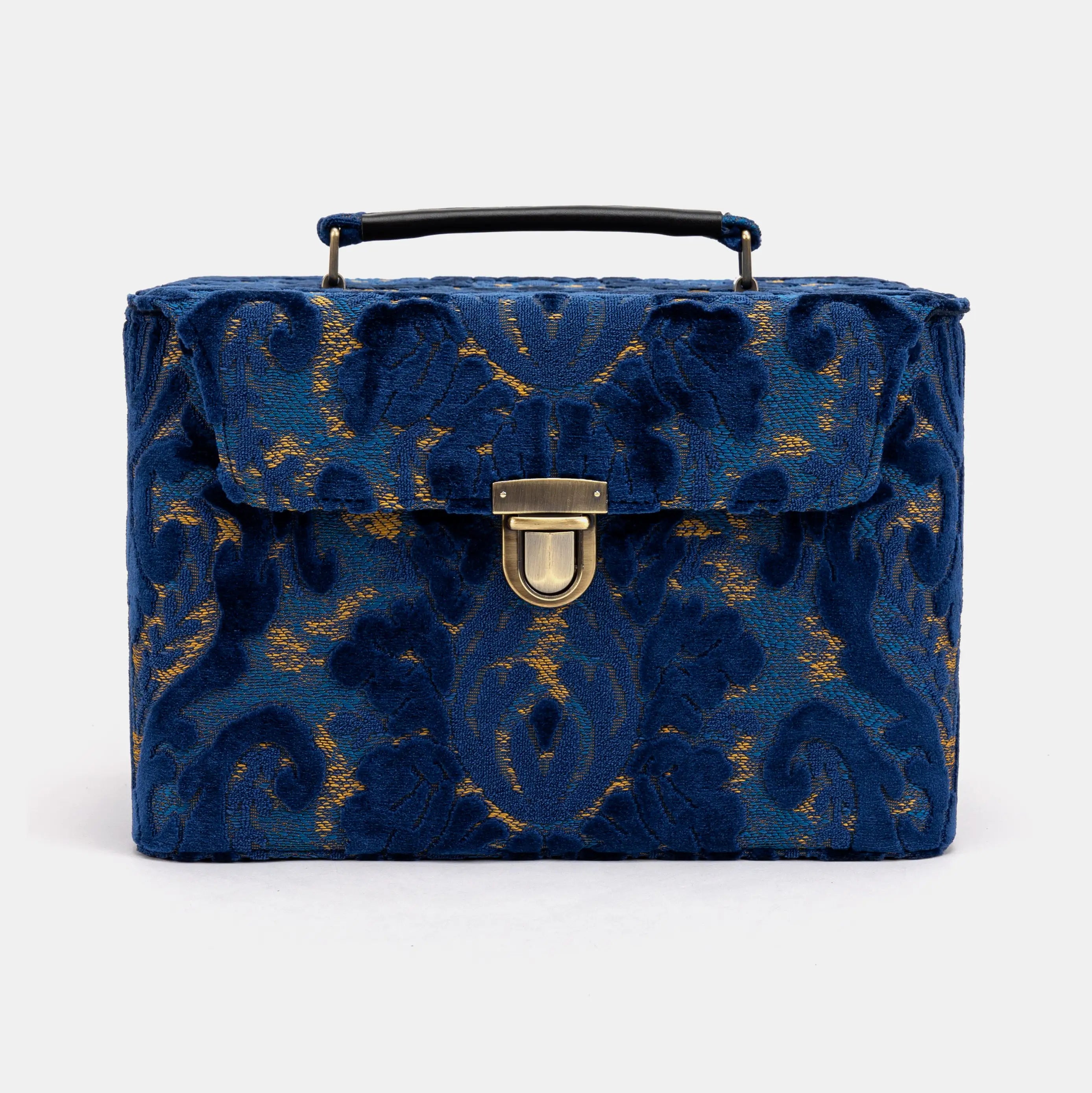 Burnout Velvet Navy Josephine Large Train Case main