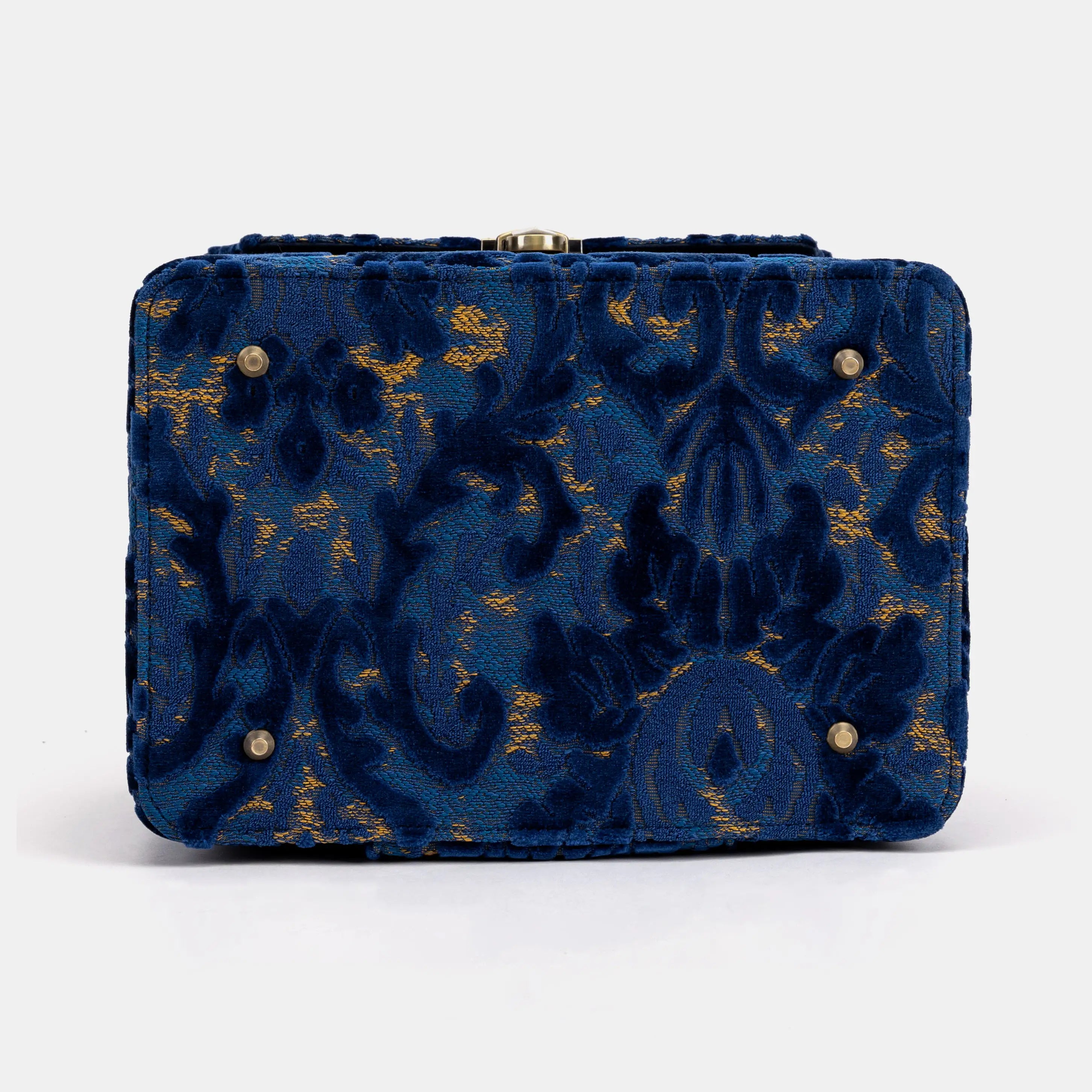 Burnout Velvet Navy Josephine Large Train Case bottom