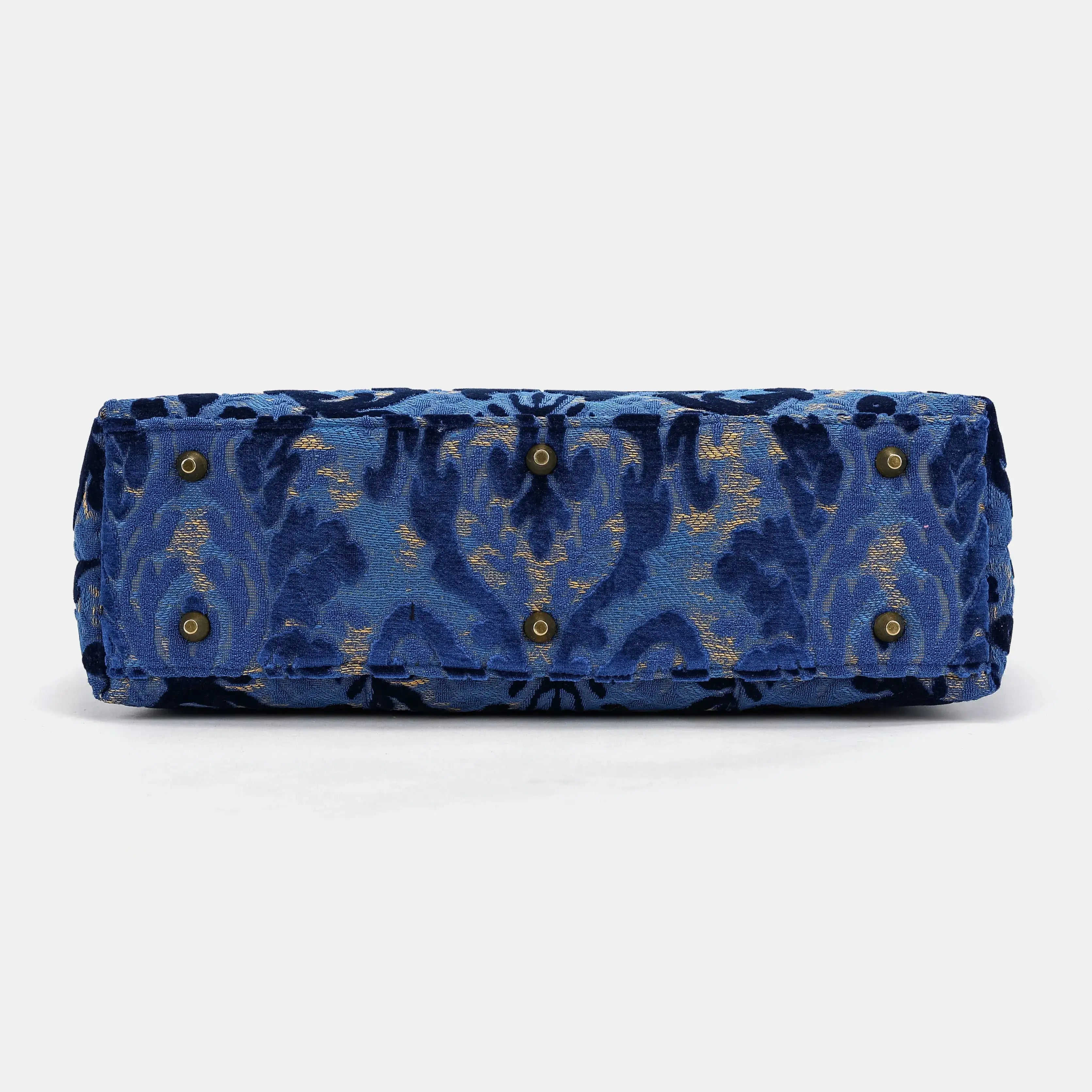 Burnout Velvet Navy Laptop Work Bag  of America bottom